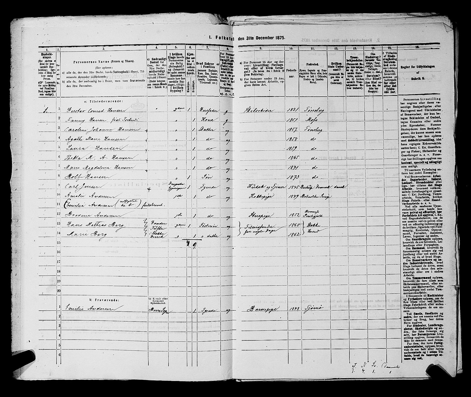 SAKO, 1875 census for 0705P Tønsberg, 1875, p. 194