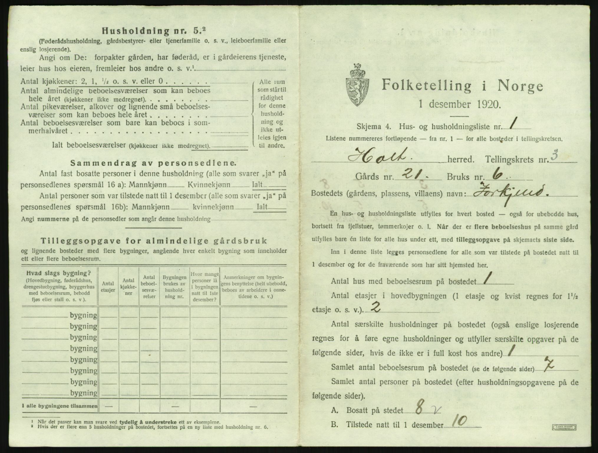 SAK, 1920 census for Holt, 1920, p. 236