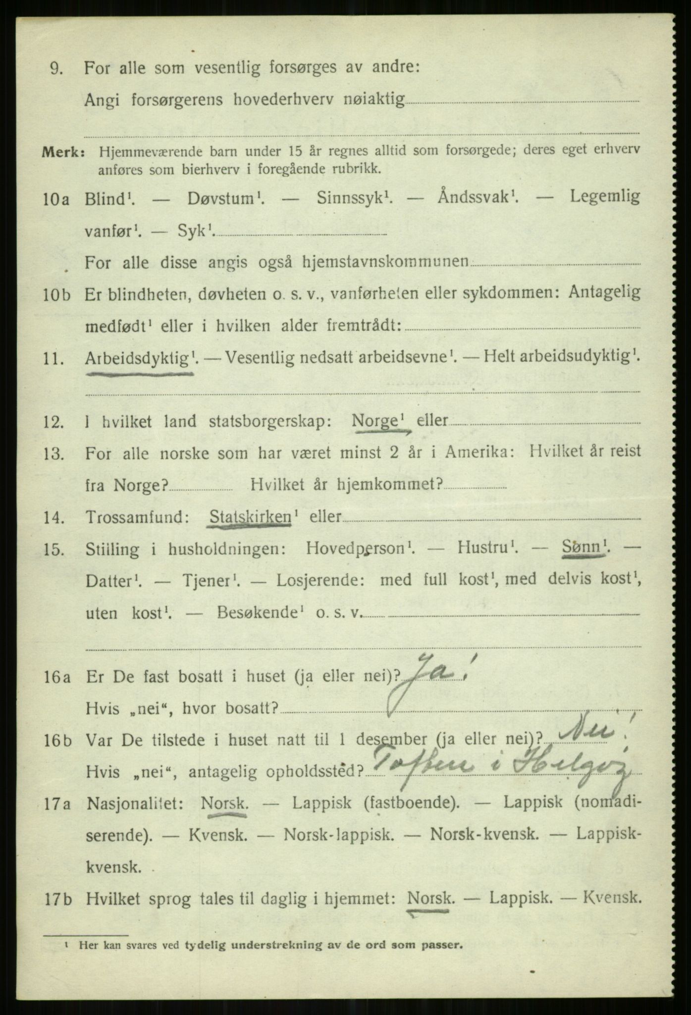 SATØ, 1920 census for Helgøy, 1920, p. 2566