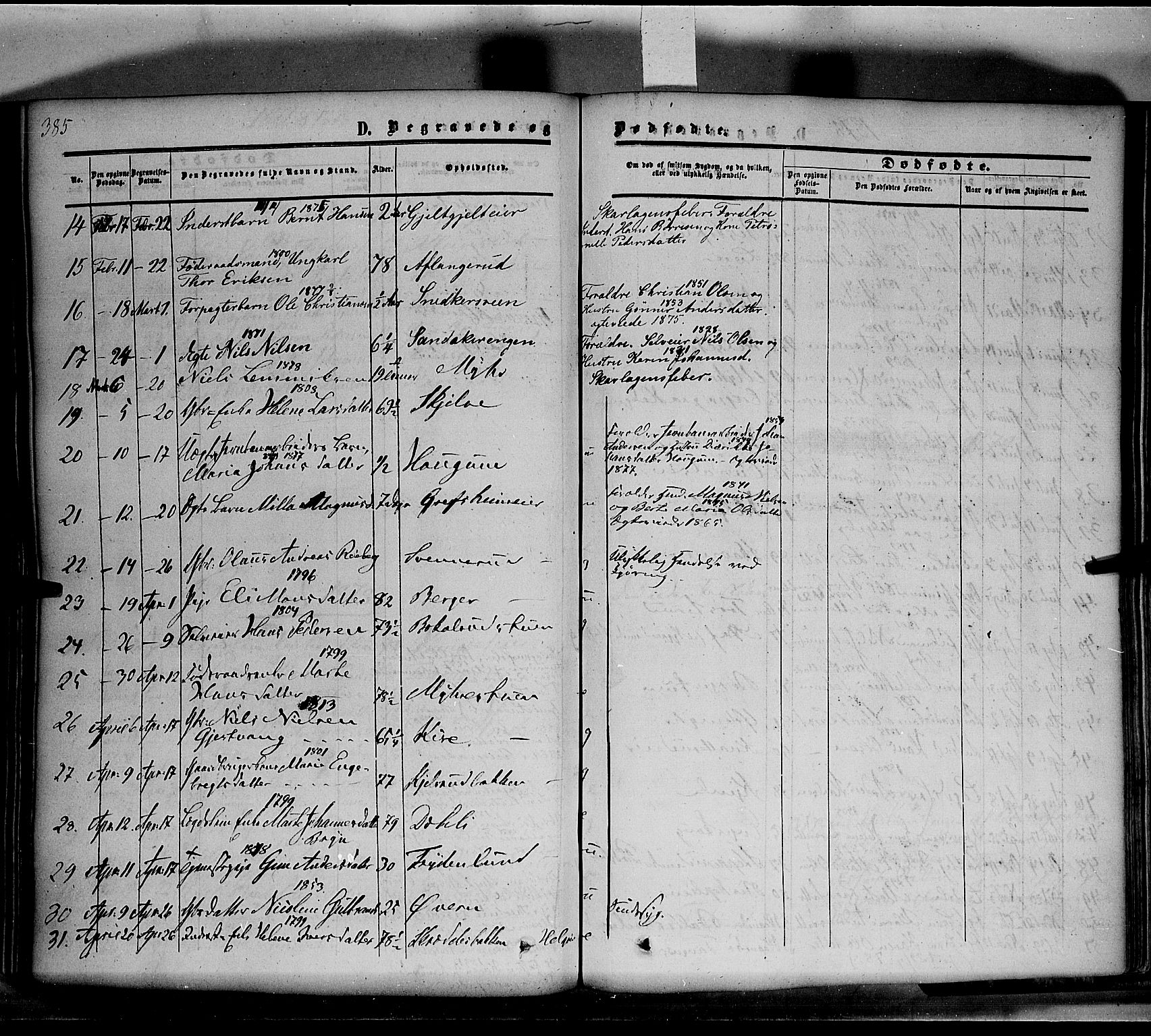Nes prestekontor, Hedmark, SAH/PREST-020/K/Ka/L0004: Parish register (official) no. 4, 1852-1886, p. 385