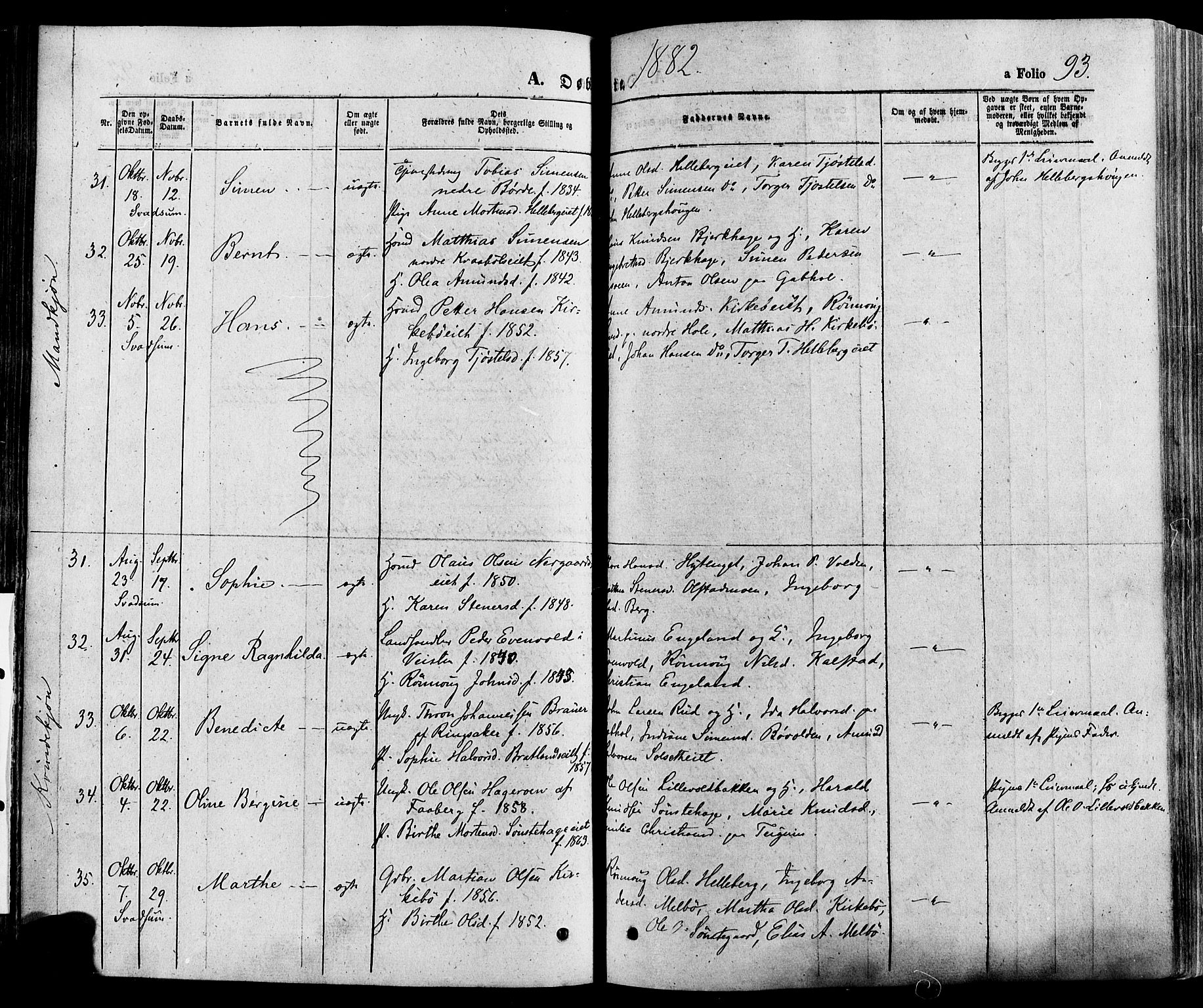 Gausdal prestekontor, AV/SAH-PREST-090/H/Ha/Haa/L0010: Parish register (official) no. 10, 1867-1886, p. 93