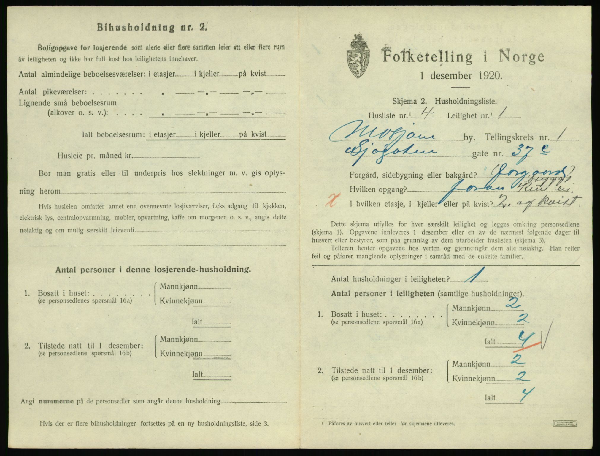 SAT, 1920 census for Mosjøen, 1920, p. 706