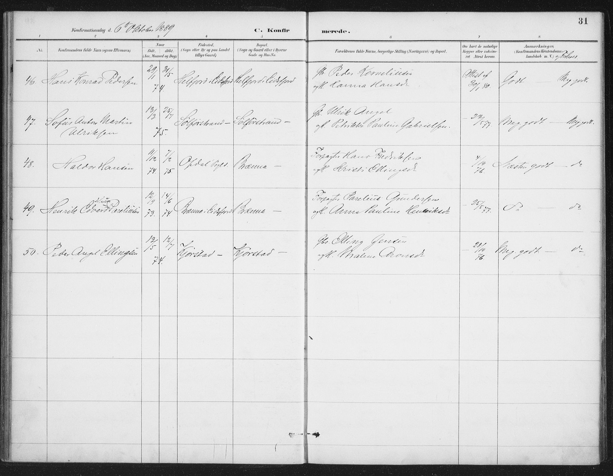 Ministerialprotokoller, klokkerbøker og fødselsregistre - Nordland, AV/SAT-A-1459/888/L1245: Parish register (official) no. 888A11, 1888-1900, p. 31