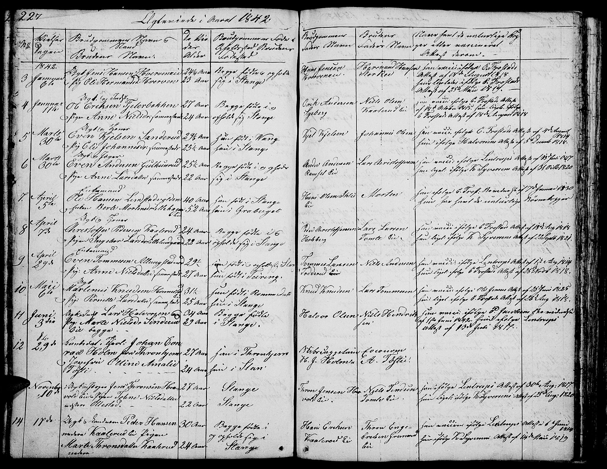 Stange prestekontor, SAH/PREST-002/L/L0002: Parish register (copy) no. 2, 1838-1879, p. 227