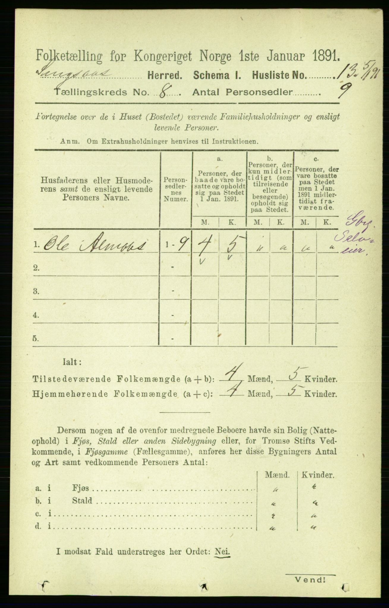 RA, 1891 census for 1646 Singsås, 1891, p. 1686