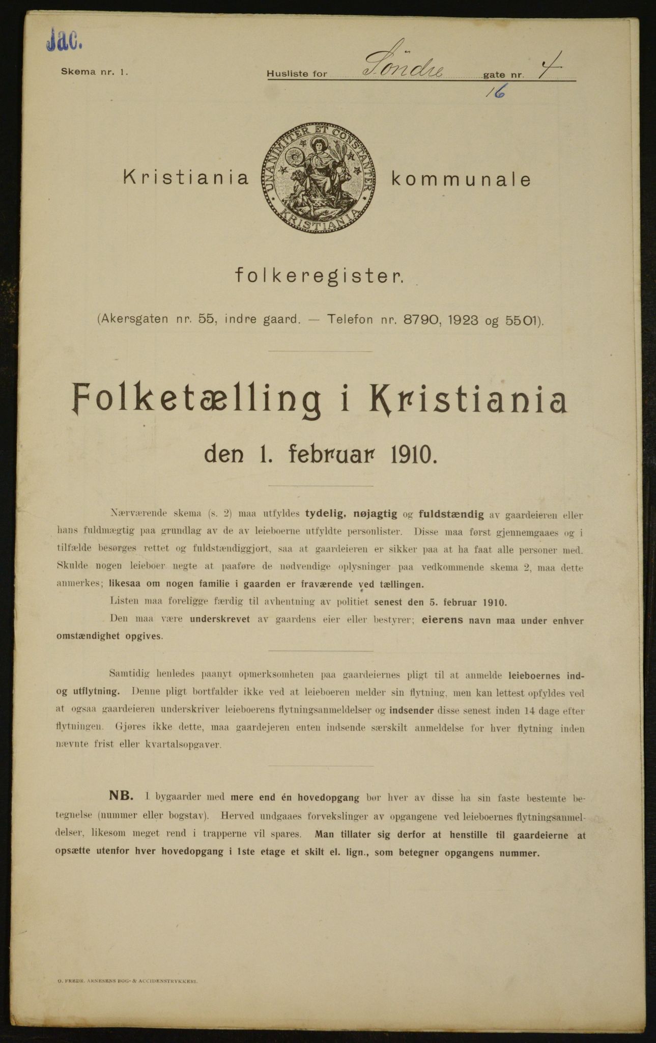 OBA, Municipal Census 1910 for Kristiania, 1910, p. 100963