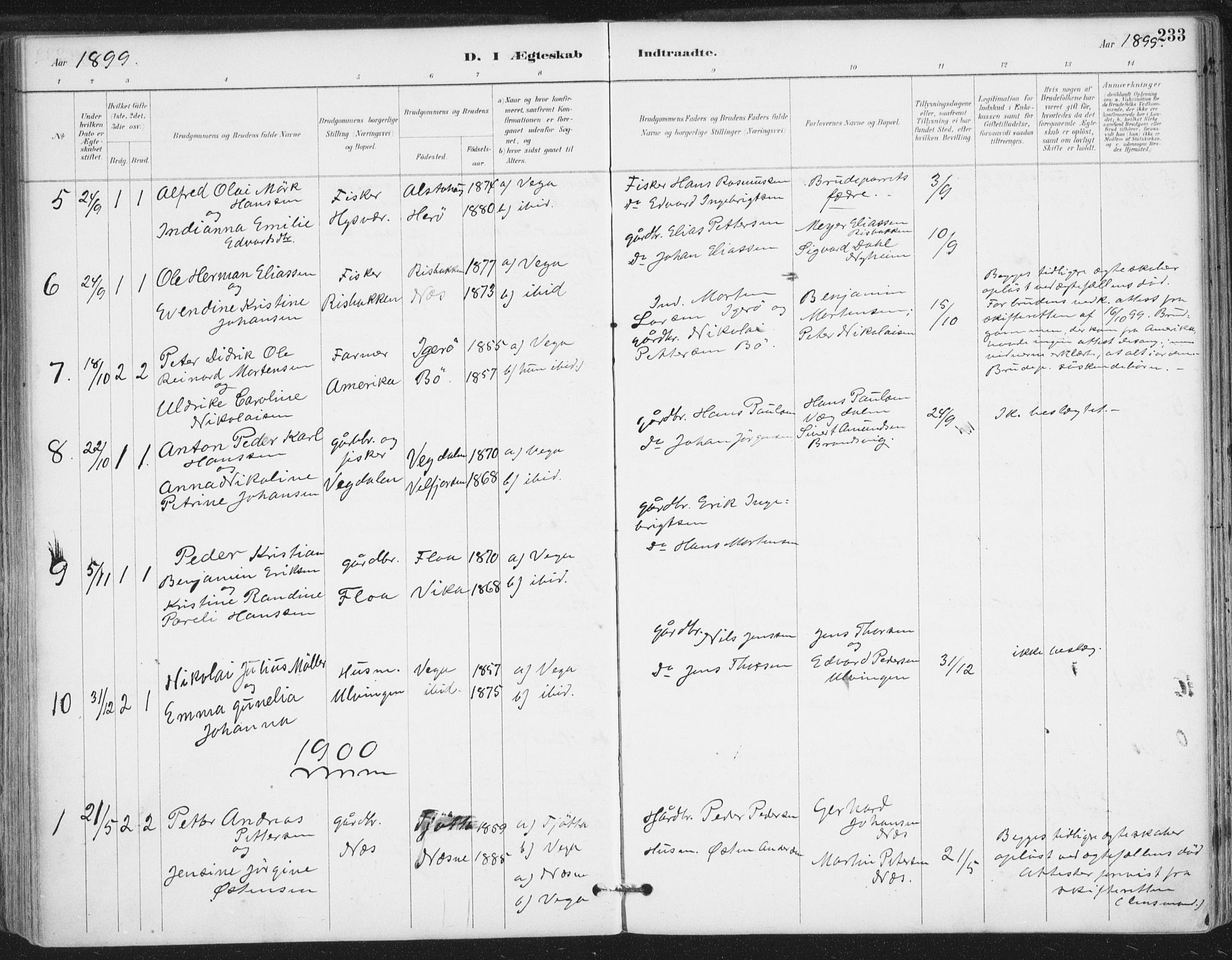 Ministerialprotokoller, klokkerbøker og fødselsregistre - Nordland, AV/SAT-A-1459/816/L0244: Parish register (official) no. 816A10, 1886-1903, p. 233