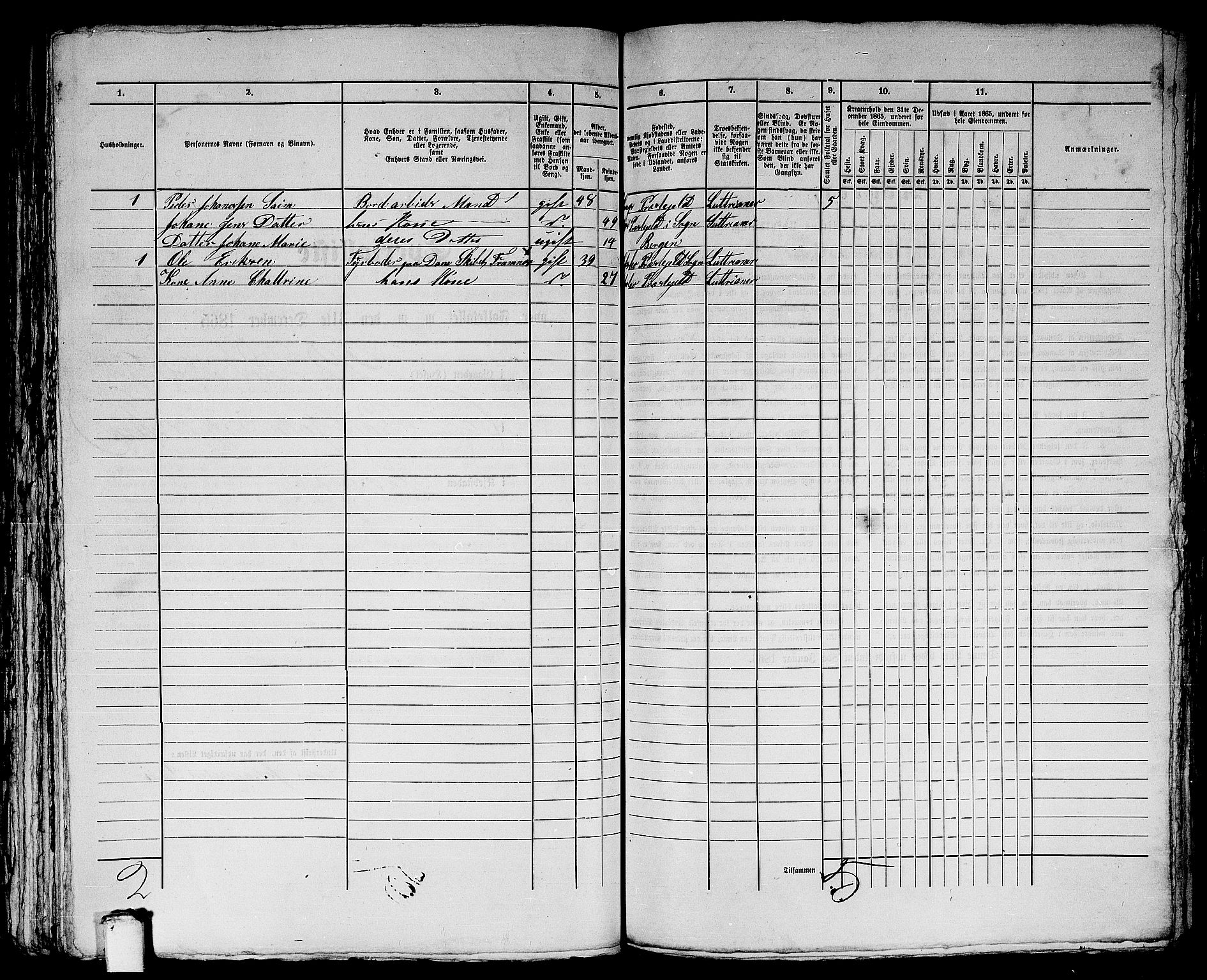 RA, 1865 census for Bergen, 1865, p. 4419