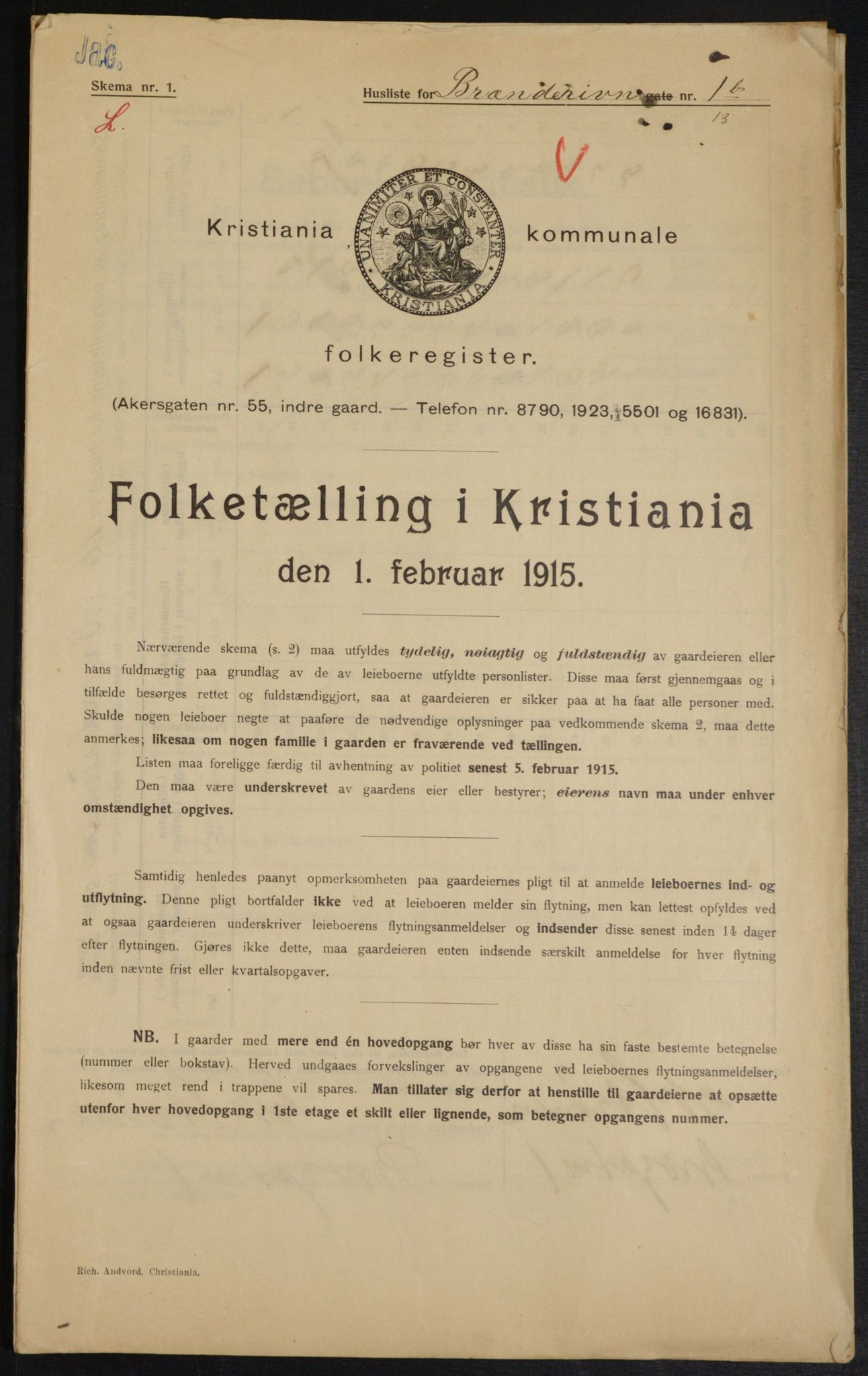 OBA, Municipal Census 1915 for Kristiania, 1915, p. 8578