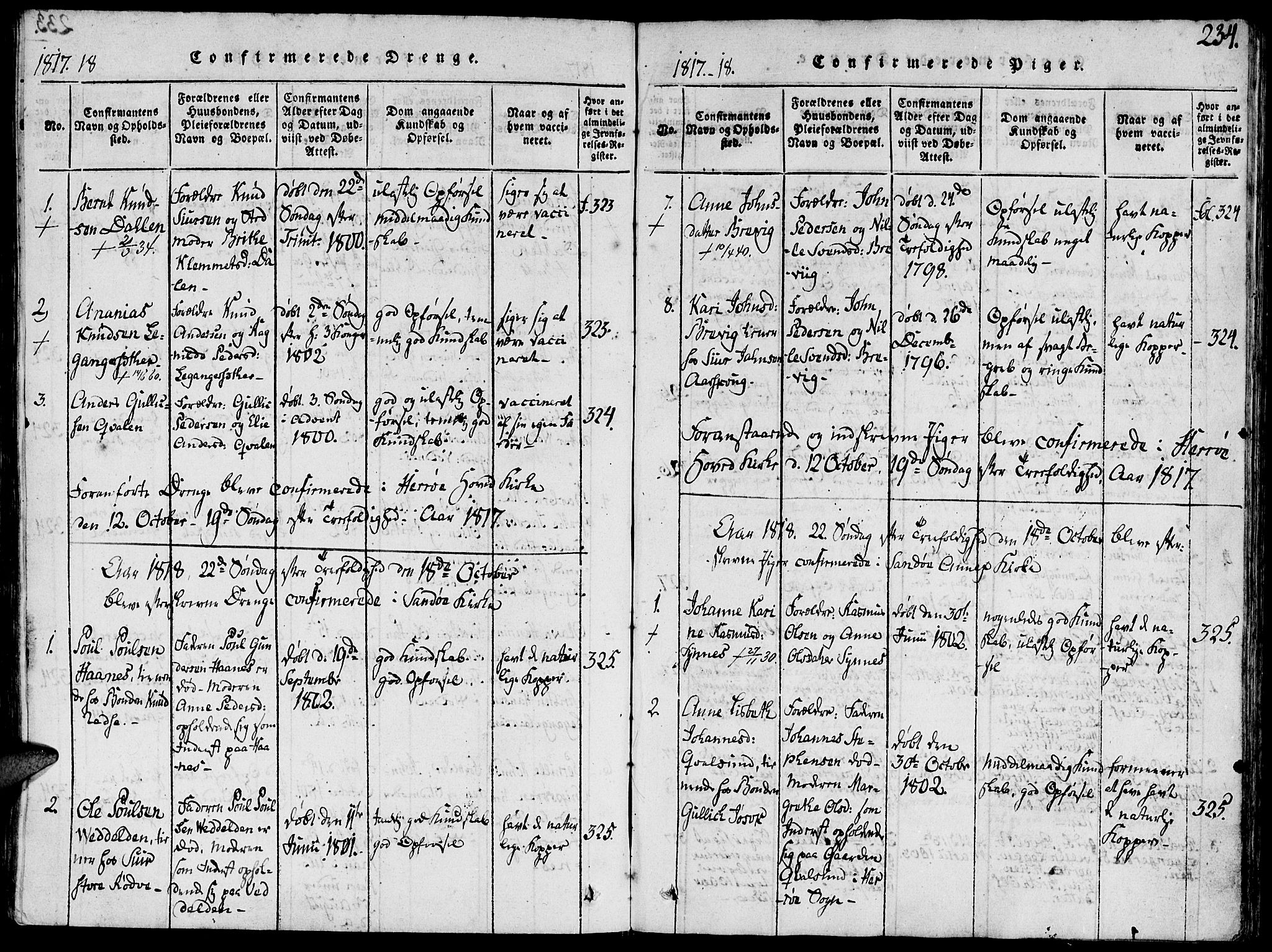 Ministerialprotokoller, klokkerbøker og fødselsregistre - Møre og Romsdal, SAT/A-1454/504/L0054: Parish register (official) no. 504A01, 1816-1861, p. 234