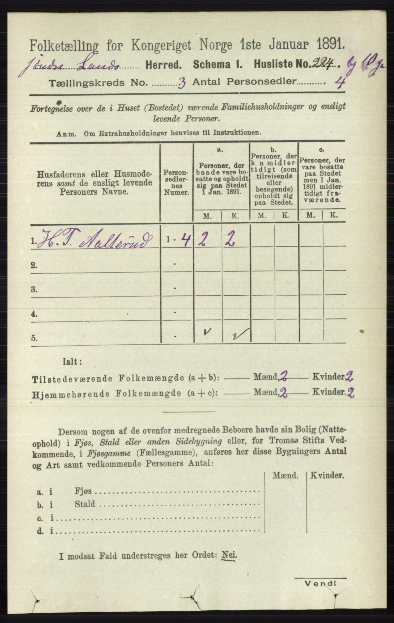 RA, 1891 census for 0536 Søndre Land, 1891, p. 2490