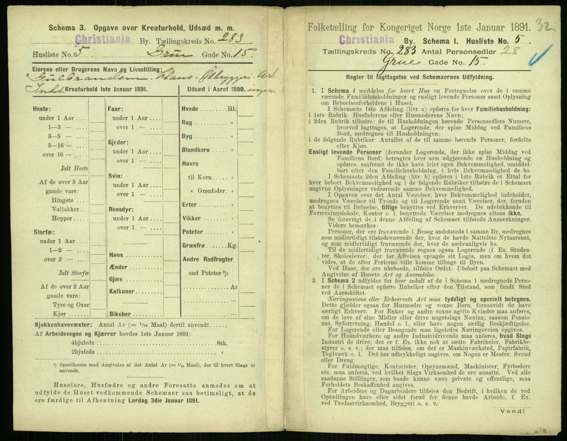 RA, 1891 census for 0301 Kristiania, 1891, p. 172560