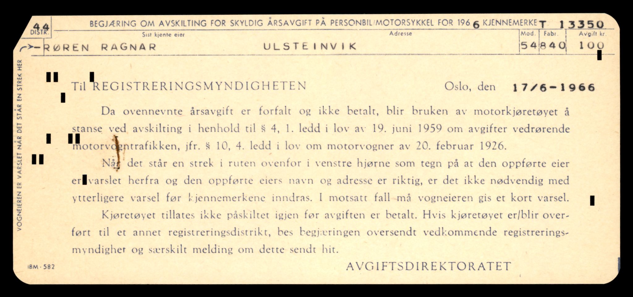 Møre og Romsdal vegkontor - Ålesund trafikkstasjon, SAT/A-4099/F/Fe/L0038: Registreringskort for kjøretøy T 13180 - T 13360, 1927-1998, p. 2837