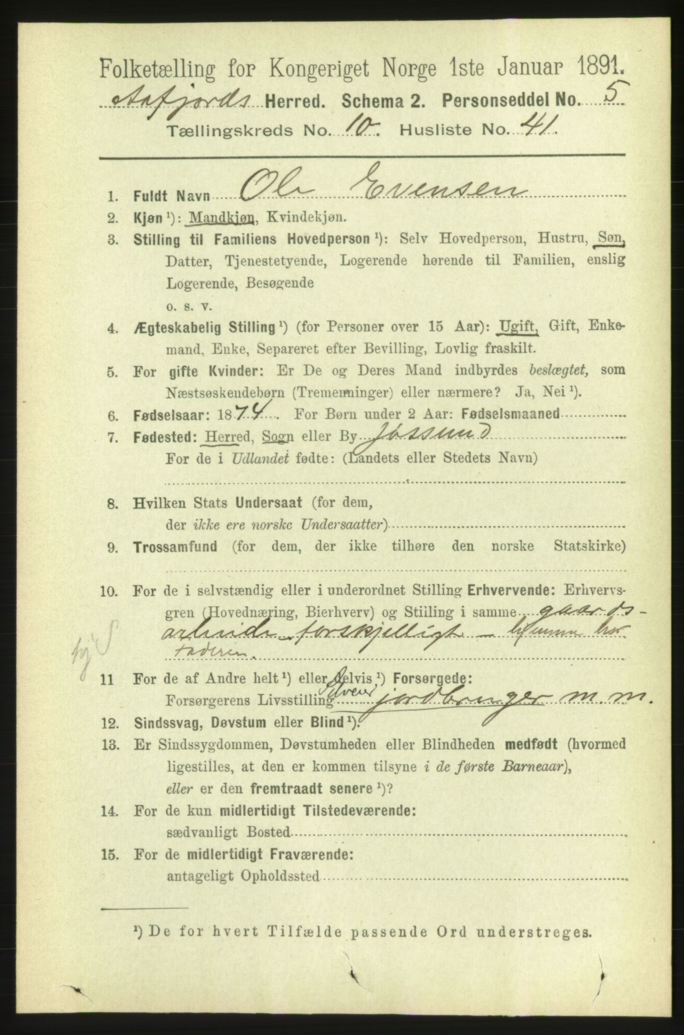 RA, 1891 census for 1630 Åfjord, 1891, p. 3233