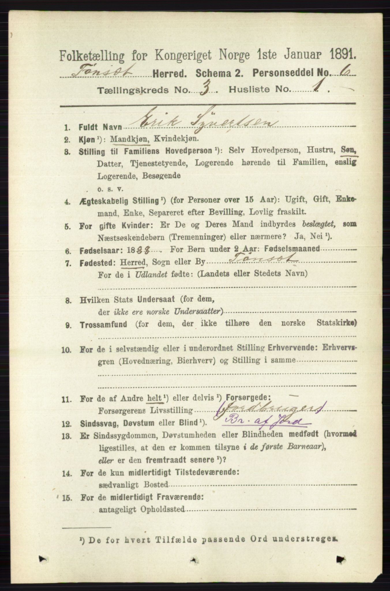 RA, 1891 census for 0437 Tynset, 1891, p. 587