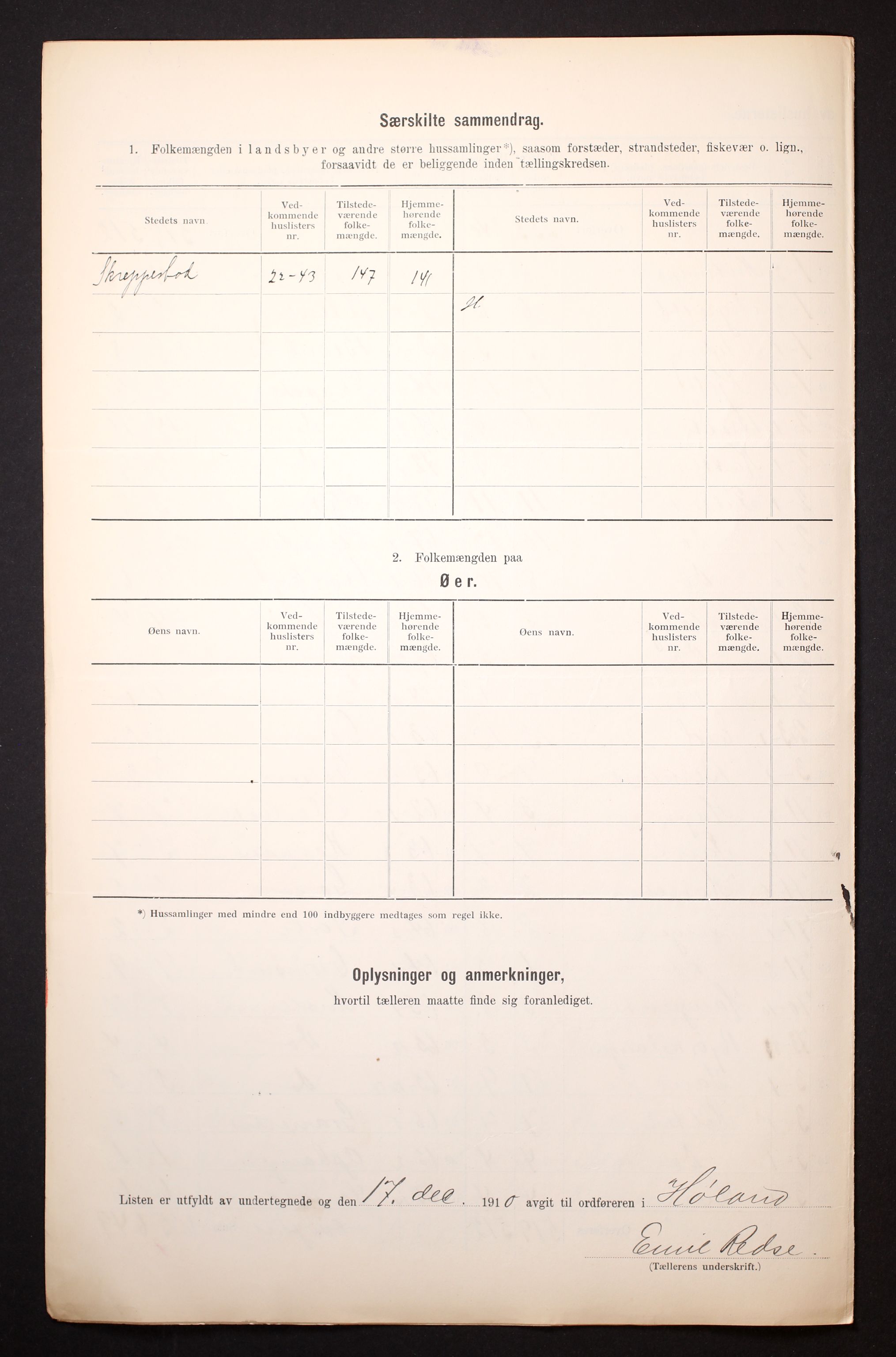 RA, 1910 census for Høland, 1910, p. 6