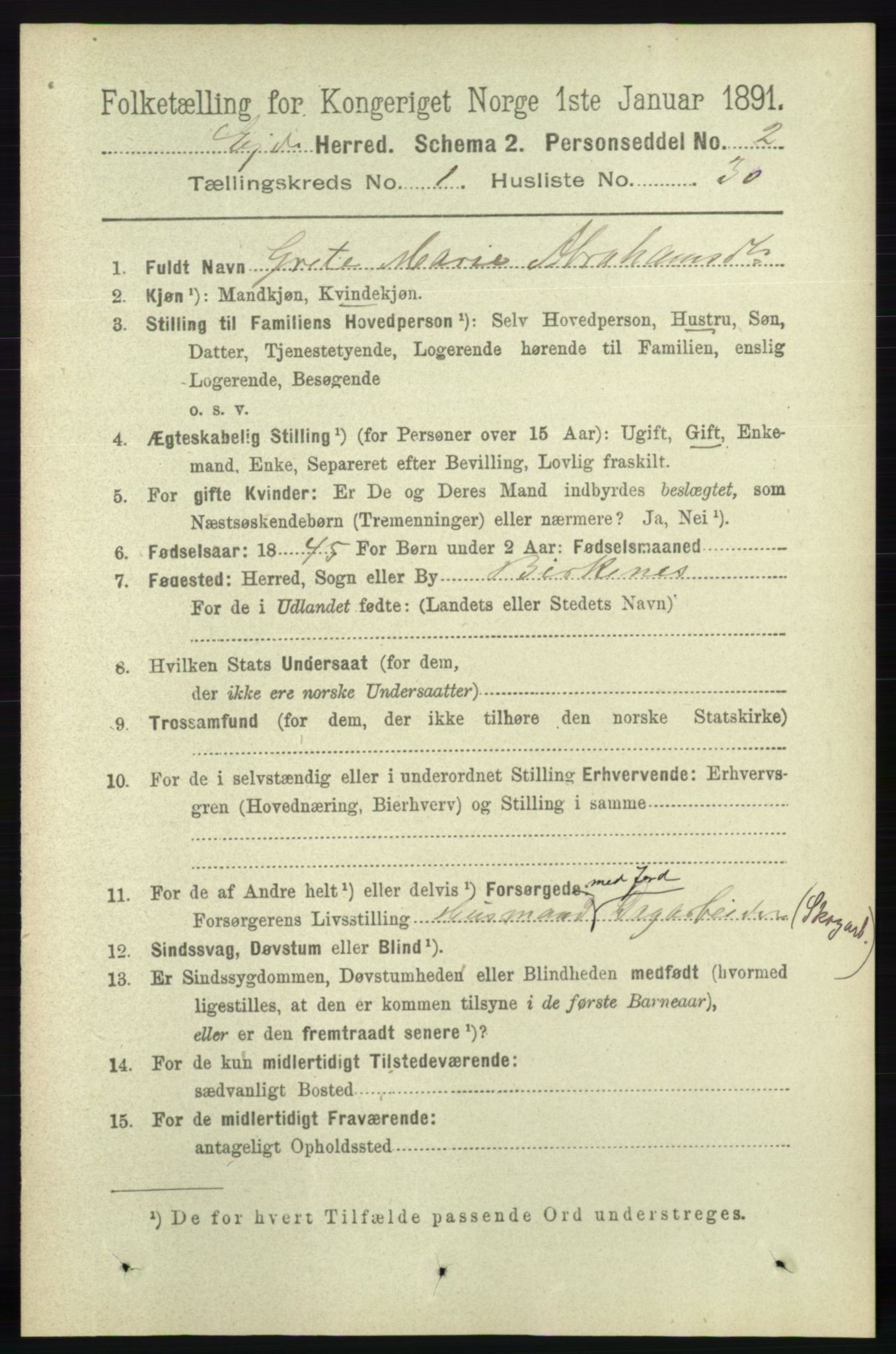 RA, 1891 census for 0925 Eide, 1891, p. 238