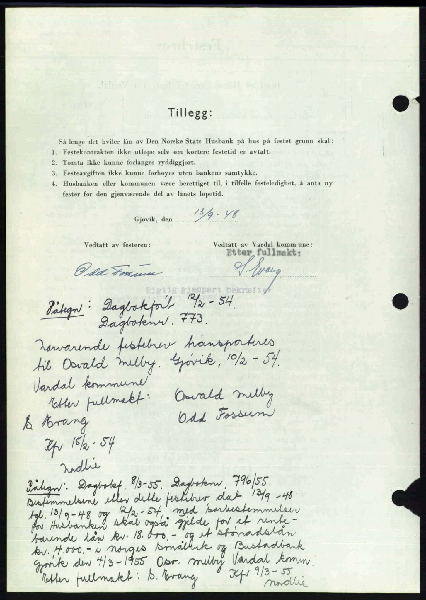 Toten tingrett, SAH/TING-006/H/Hb/Hbc/L0020: Mortgage book no. Hbc-20, 1948-1948, Diary no: : 2919/1948