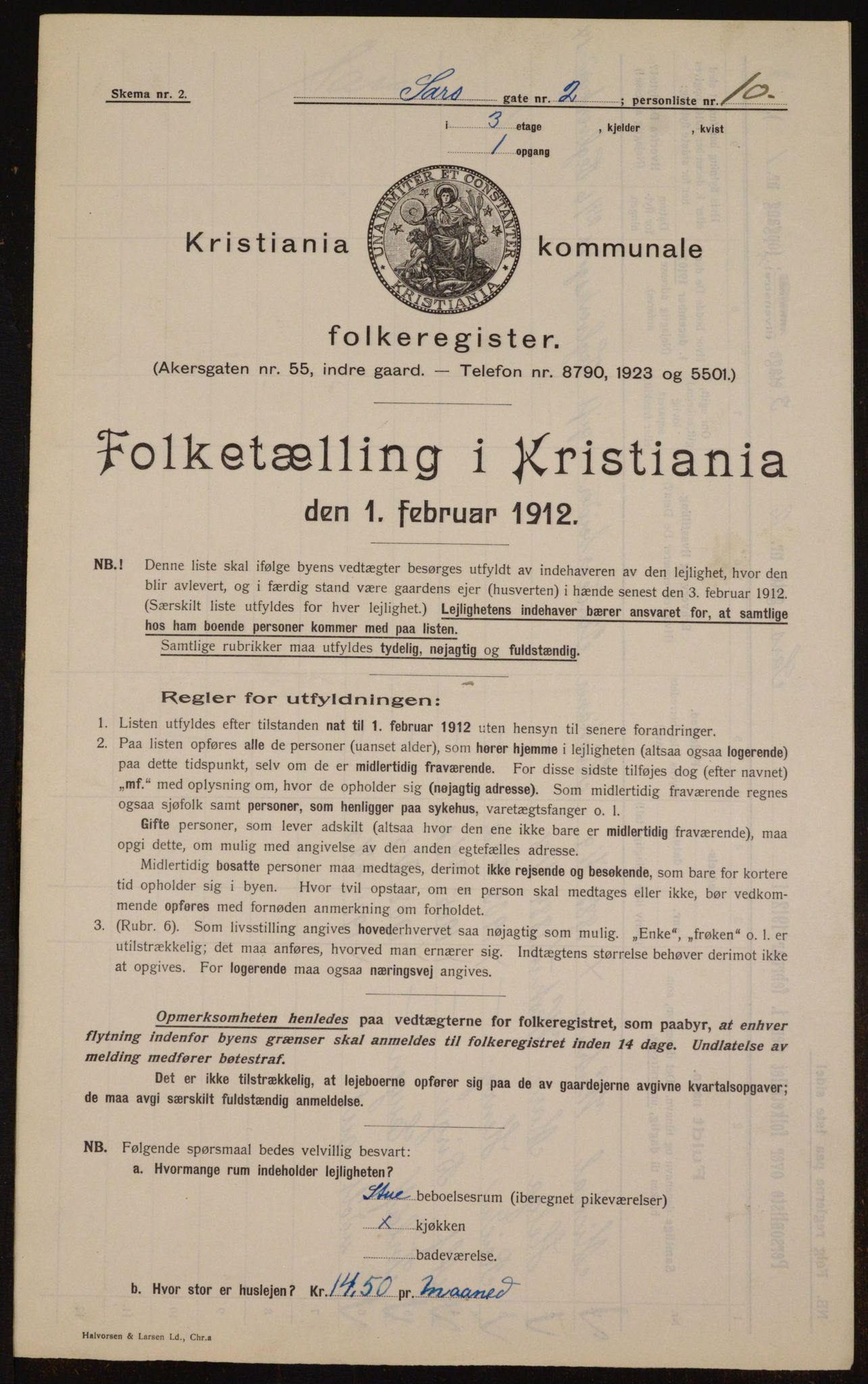 OBA, Municipal Census 1912 for Kristiania, 1912, p. 89522