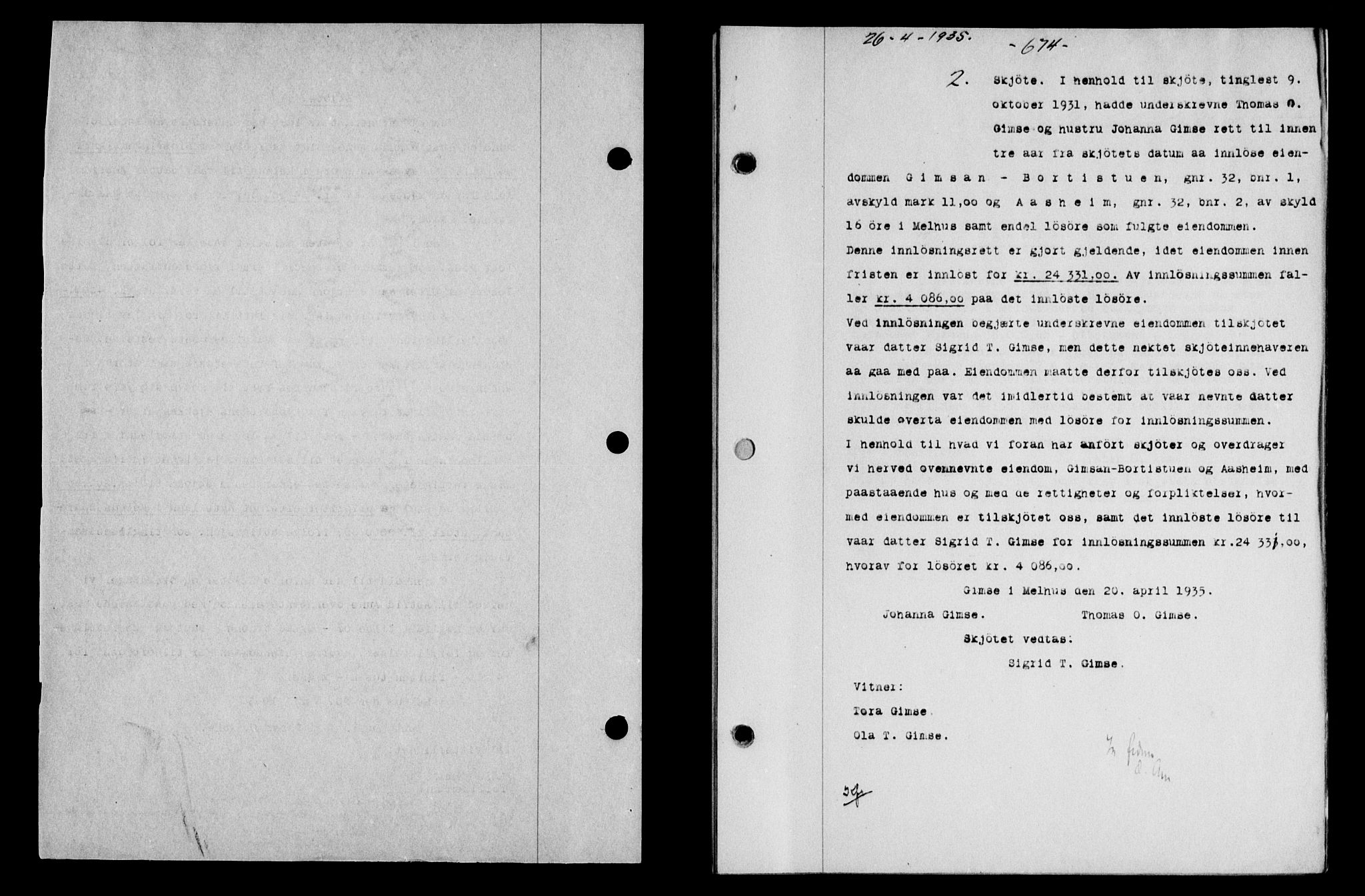 Gauldal sorenskriveri, SAT/A-0014/1/2/2C/L0045: Mortgage book no. 47-49, 1935-1936, Deed date: 26.04.1935