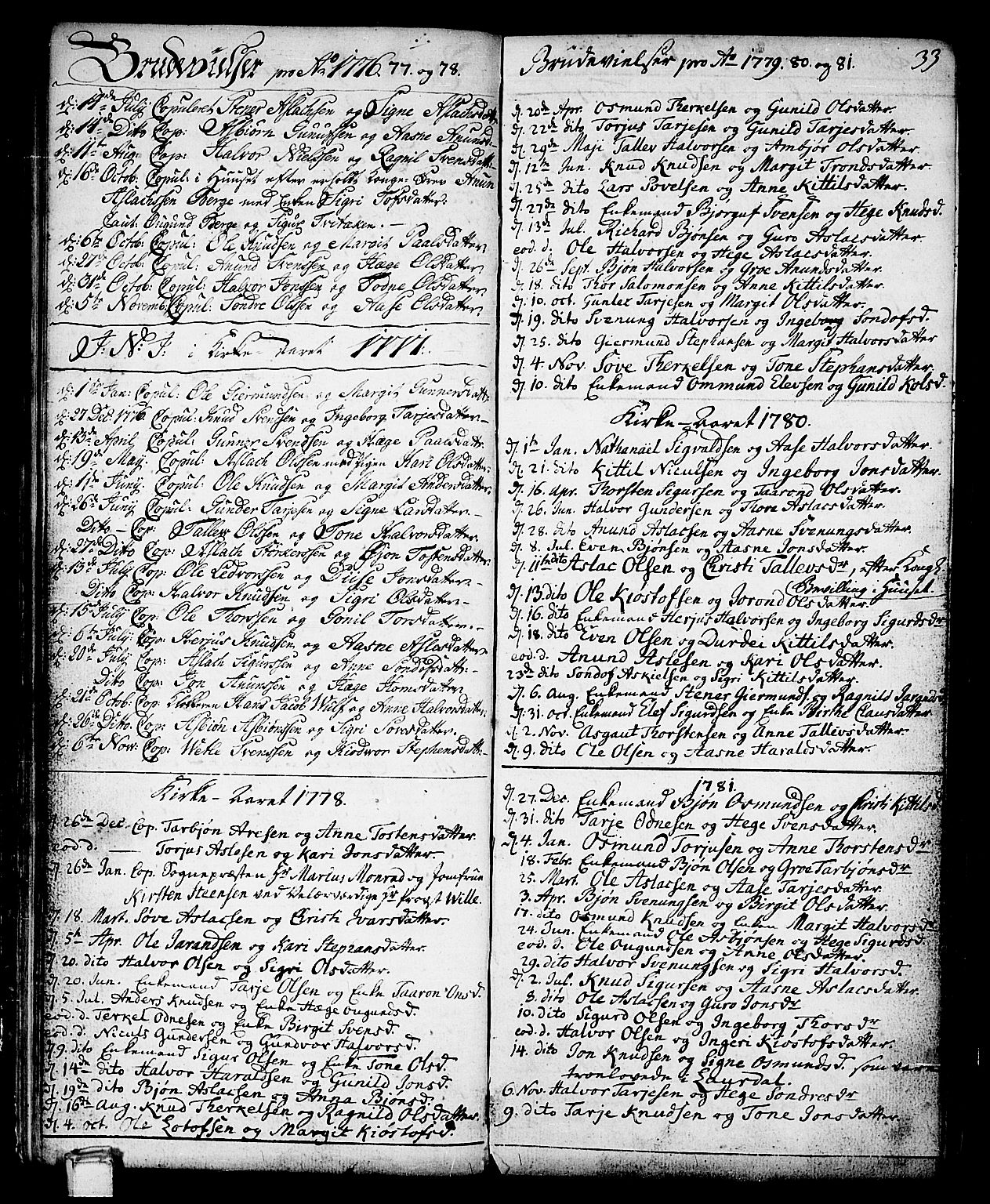 Vinje kirkebøker, SAKO/A-312/F/Fa/L0002: Parish register (official) no. I 2, 1767-1814, p. 33