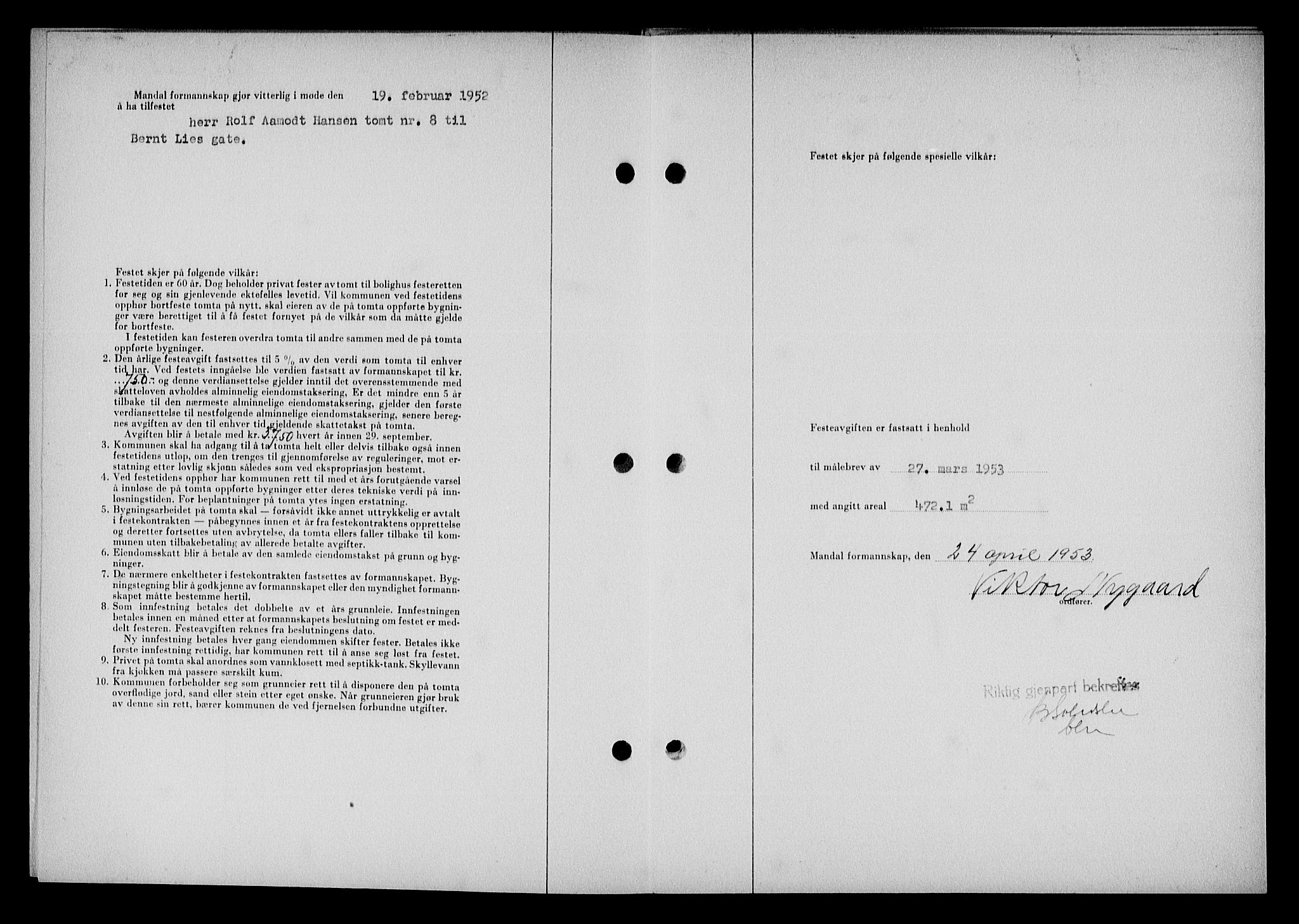 Mandal sorenskriveri, SAK/1221-0005/001/G/Gb/Gba/L0087: Mortgage book no. A-24, 1953-1953, Diary no: : 640/1953