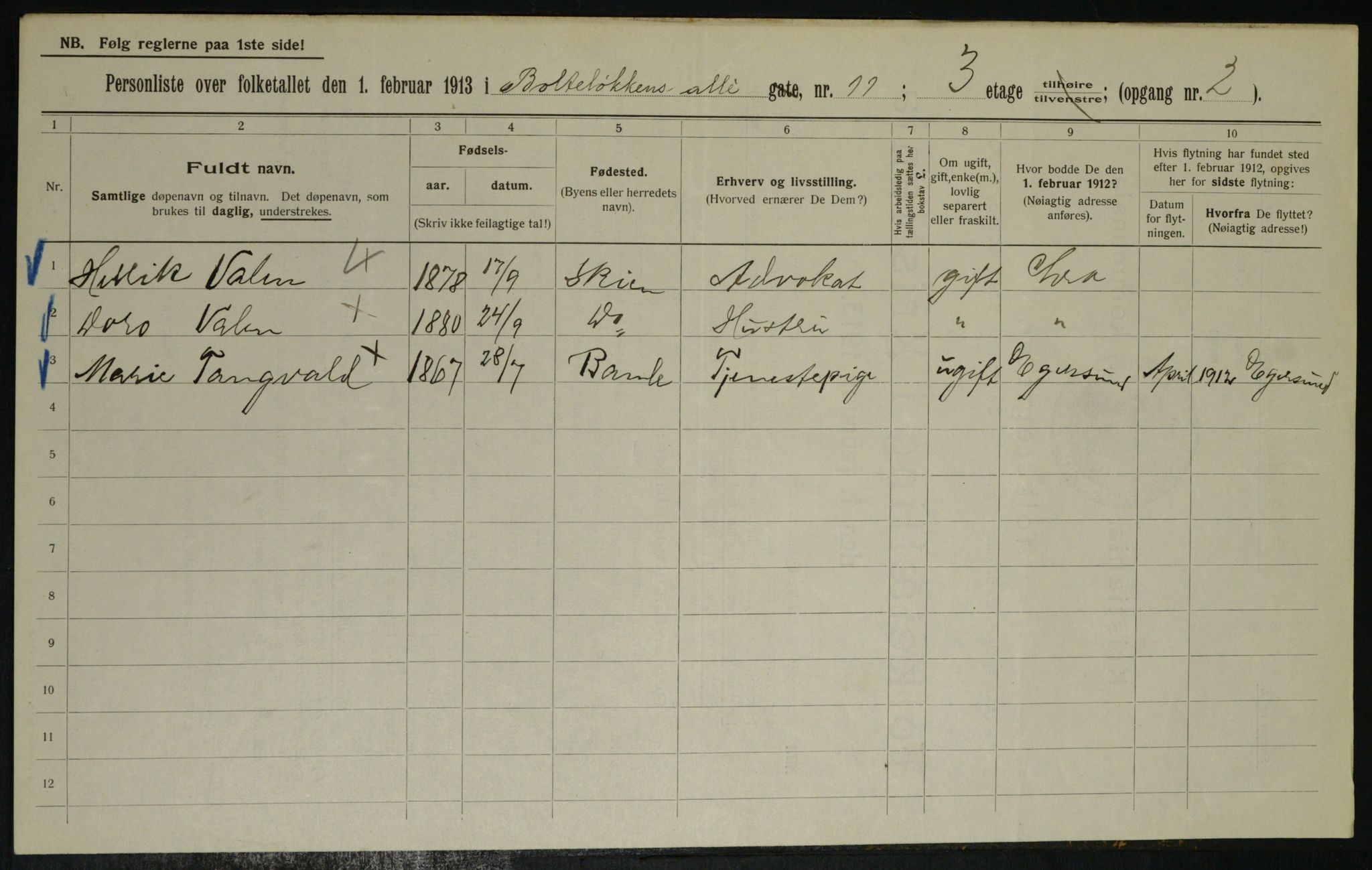 OBA, Municipal Census 1913 for Kristiania, 1913, p. 7575