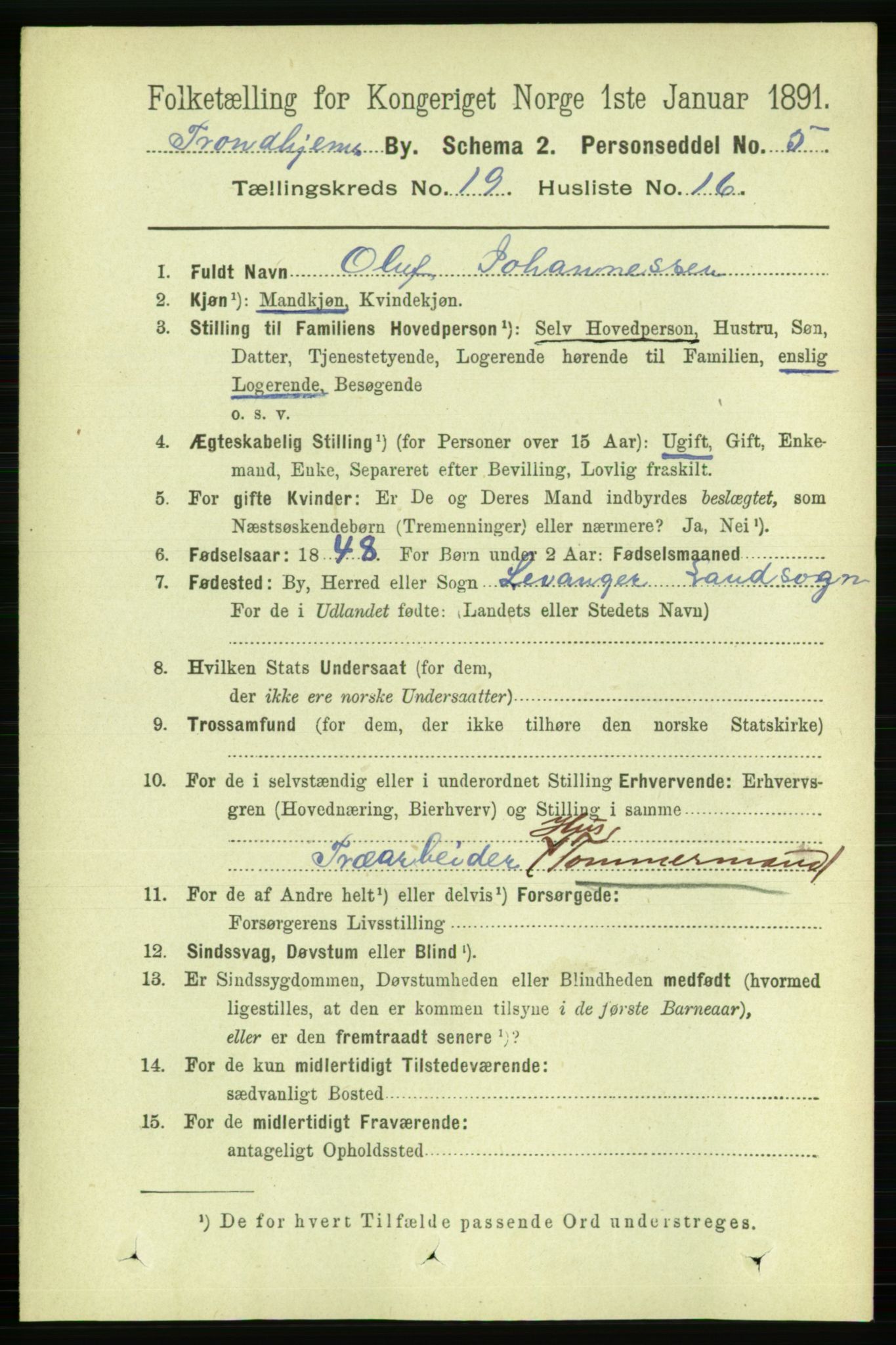 RA, 1891 census for 1601 Trondheim, 1891, p. 14830