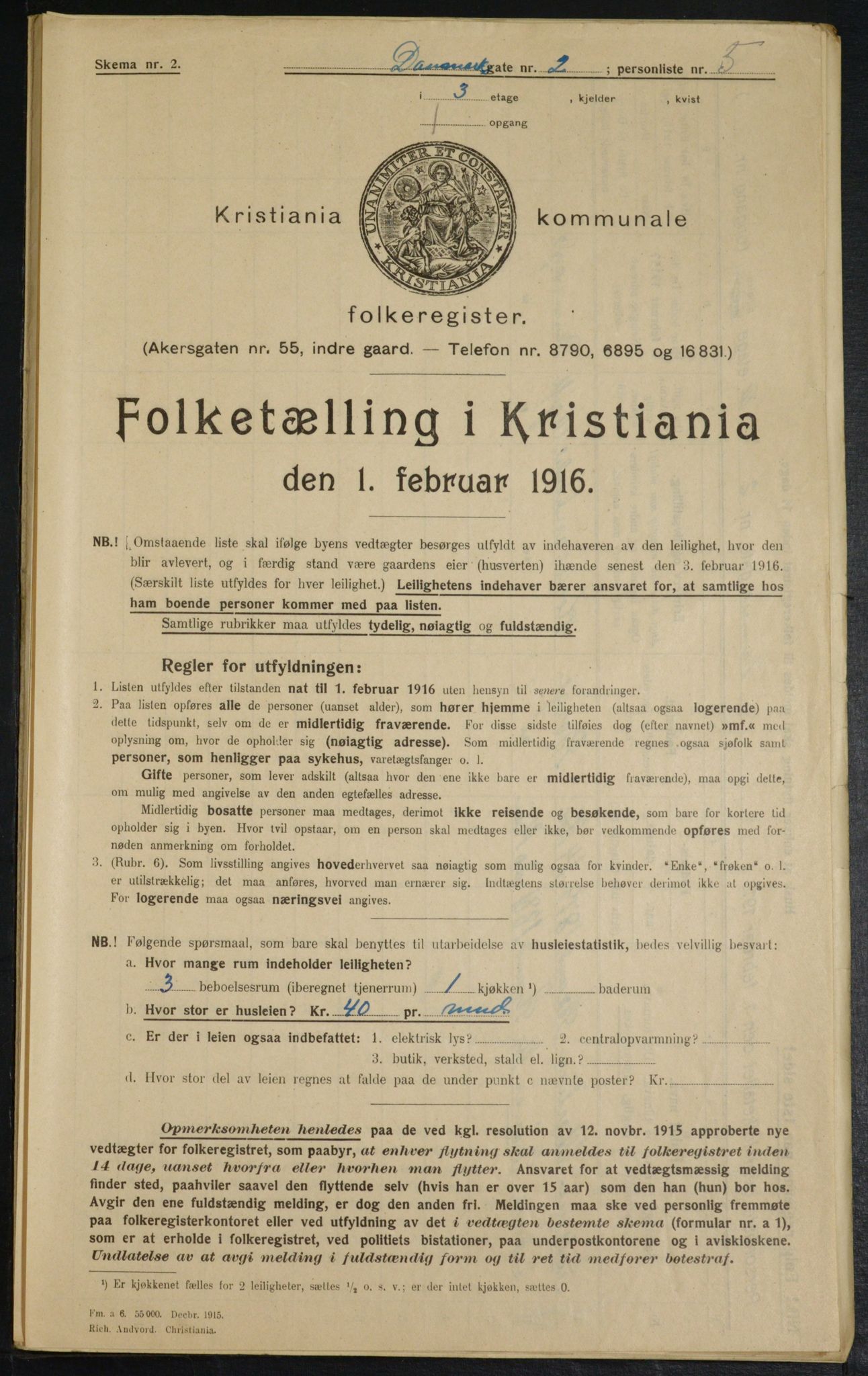 OBA, Municipal Census 1916 for Kristiania, 1916, p. 14625