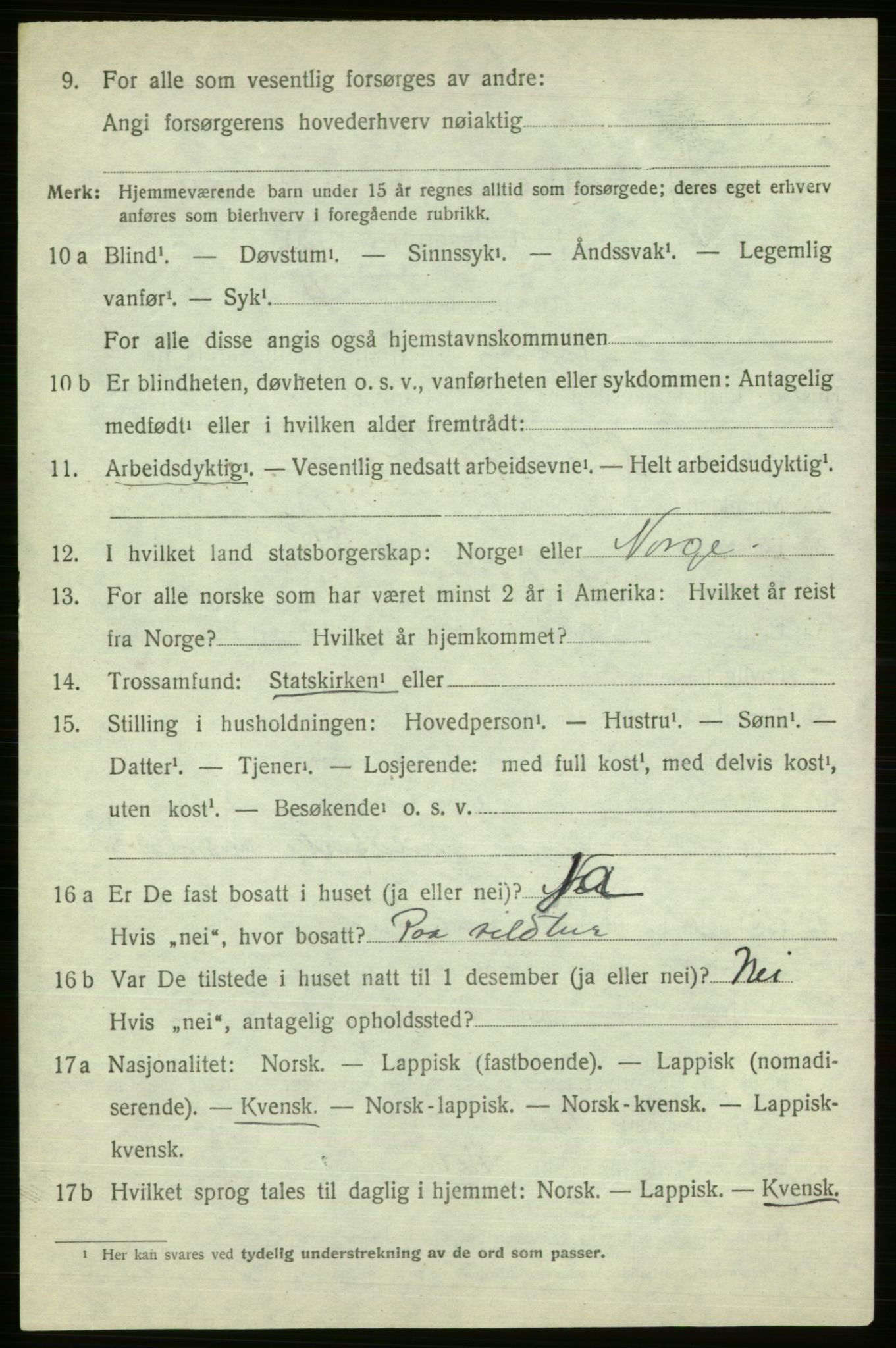 SATØ, 1920 census for Alta, 1920, p. 3892