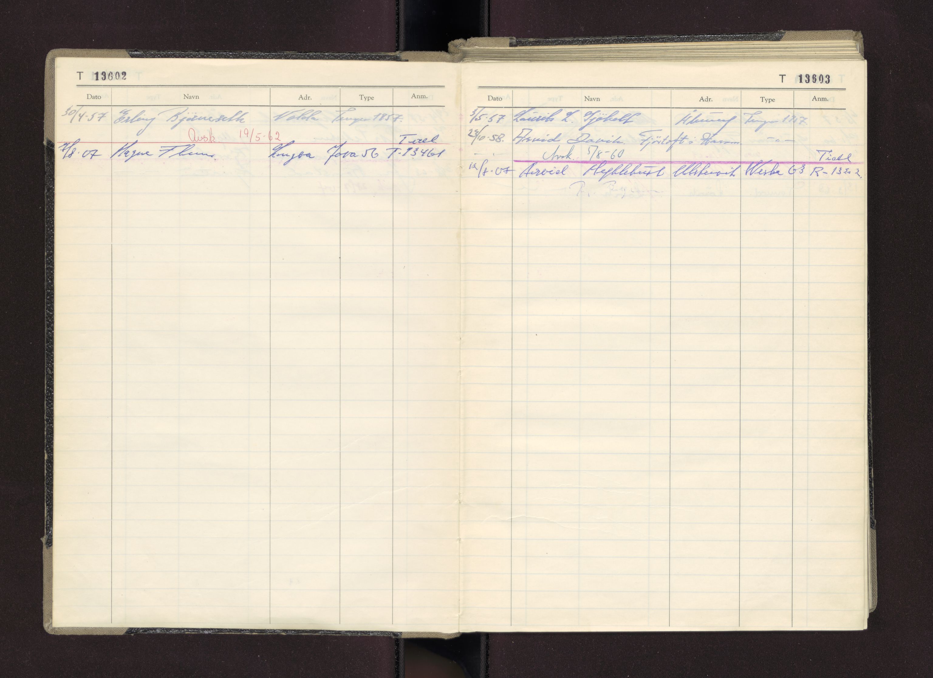 Møre og Romsdal vegkontor - Ålesund trafikkstasjon, AV/SAT-A-4099/F/Fc/L0011: Bilregister; T 13601 - T 13999, 1955-1970