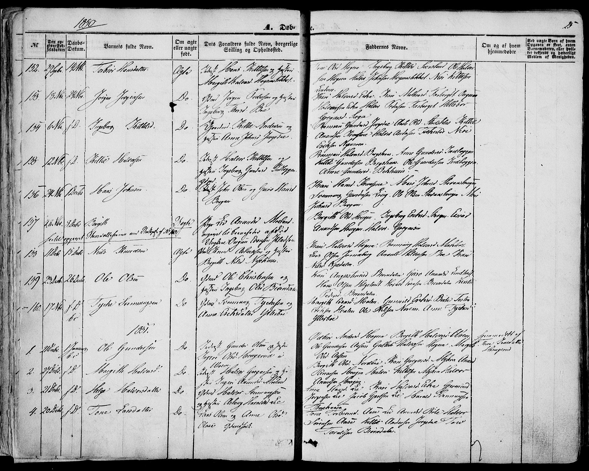 Bø kirkebøker, AV/SAKO-A-257/F/Fa/L0008: Parish register (official) no. 8, 1849-1861, p. 25