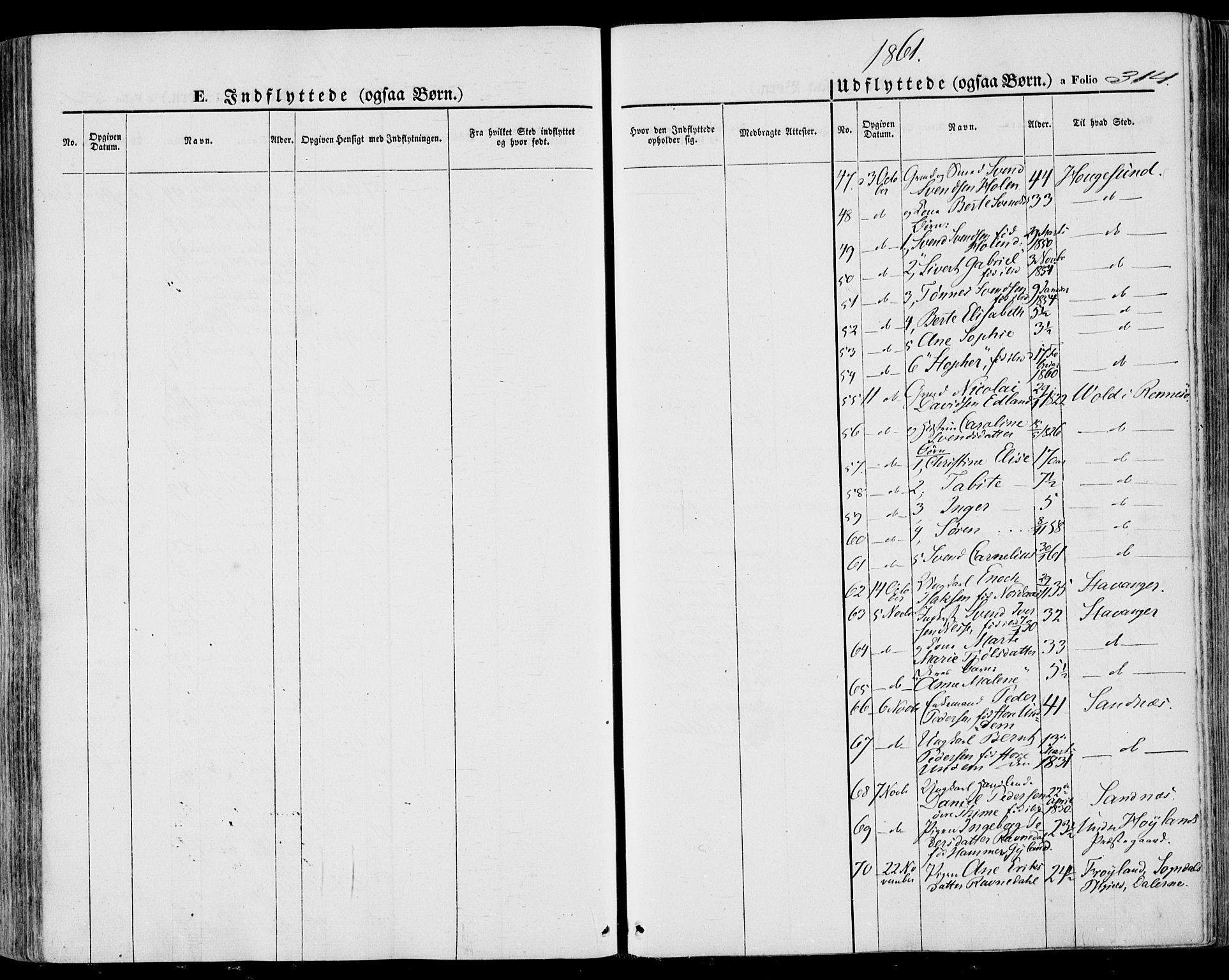 Lye sokneprestkontor, SAST/A-101794/001/30BA/L0007: Parish register (official) no. A 6, 1856-1871, p. 314