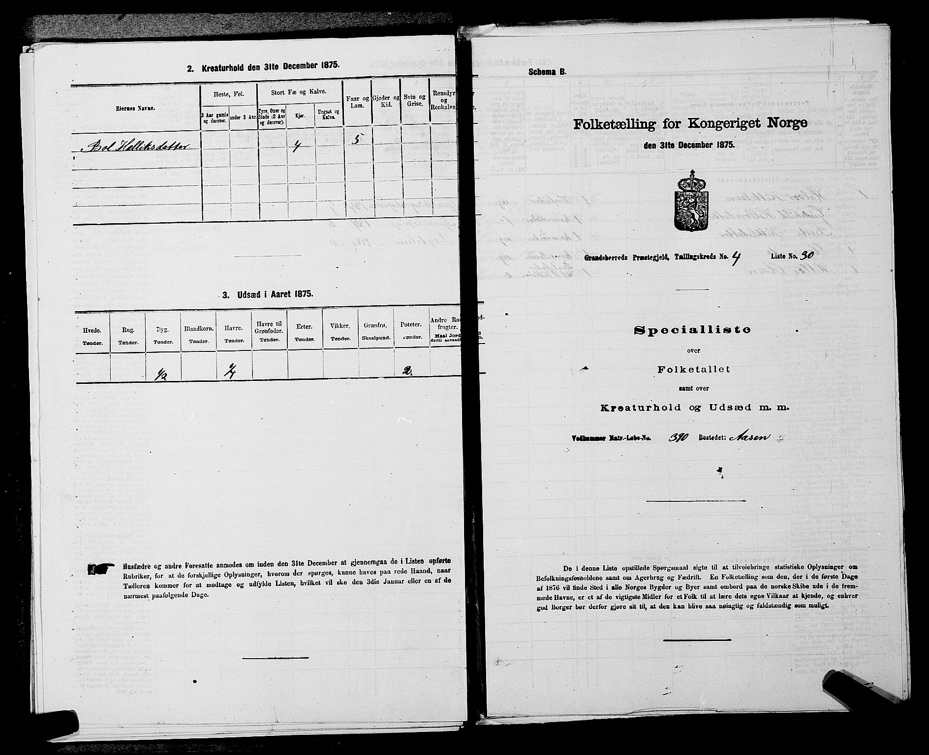 SAKO, 1875 census for 0824P Gransherad, 1875, p. 543