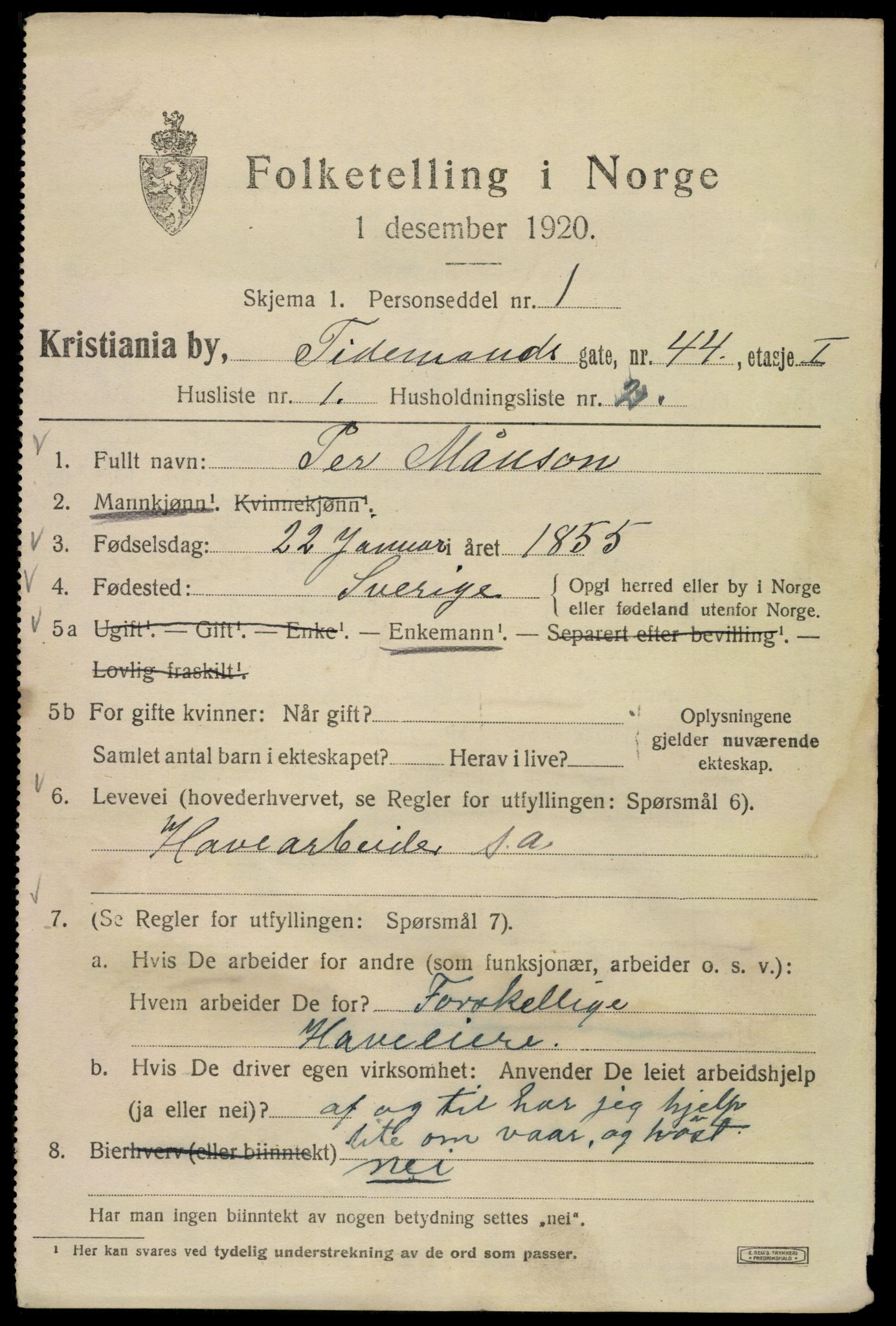 SAO, 1920 census for Kristiania, 1920, p. 582071