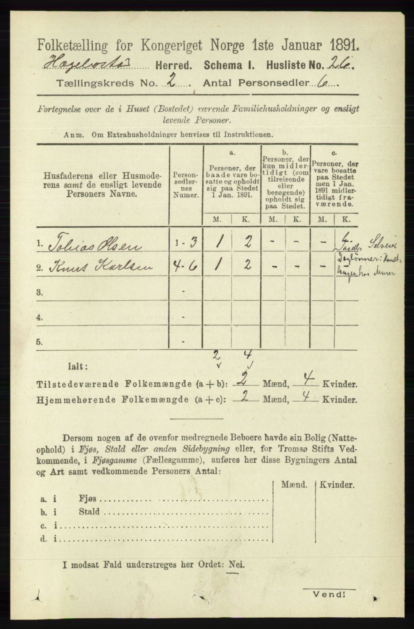 RA, 1891 census for 1034 Hægebostad, 1891, p. 461