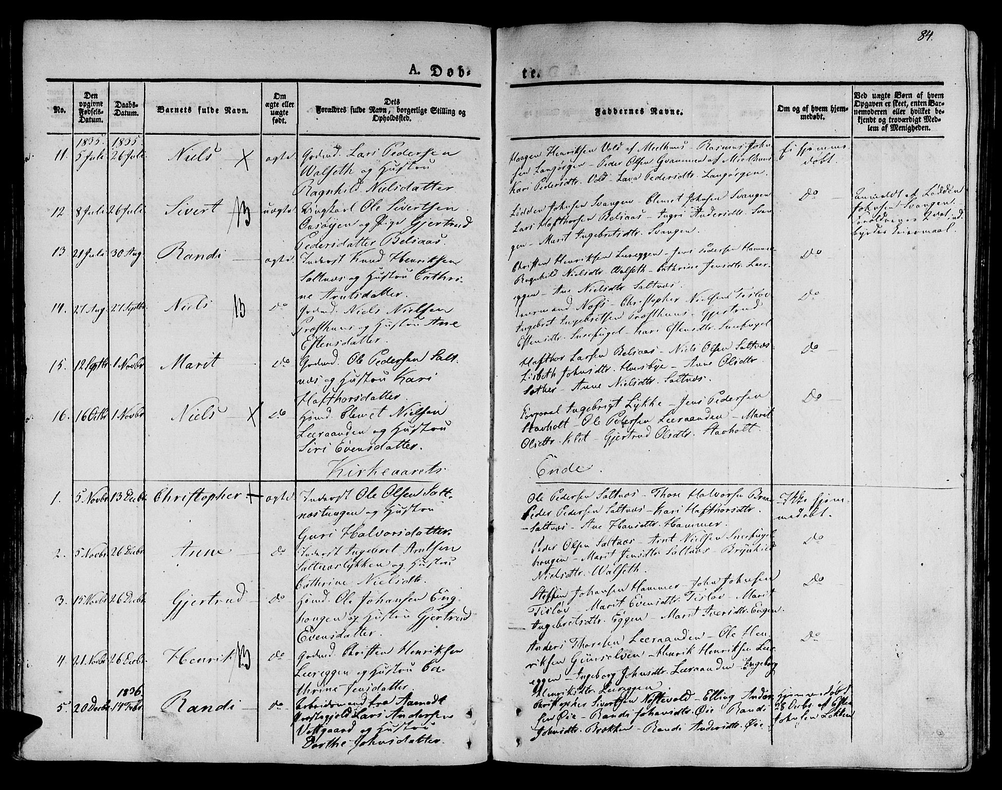 Ministerialprotokoller, klokkerbøker og fødselsregistre - Sør-Trøndelag, SAT/A-1456/612/L0375: Parish register (official) no. 612A07 /2, 1829-1845, p. 84