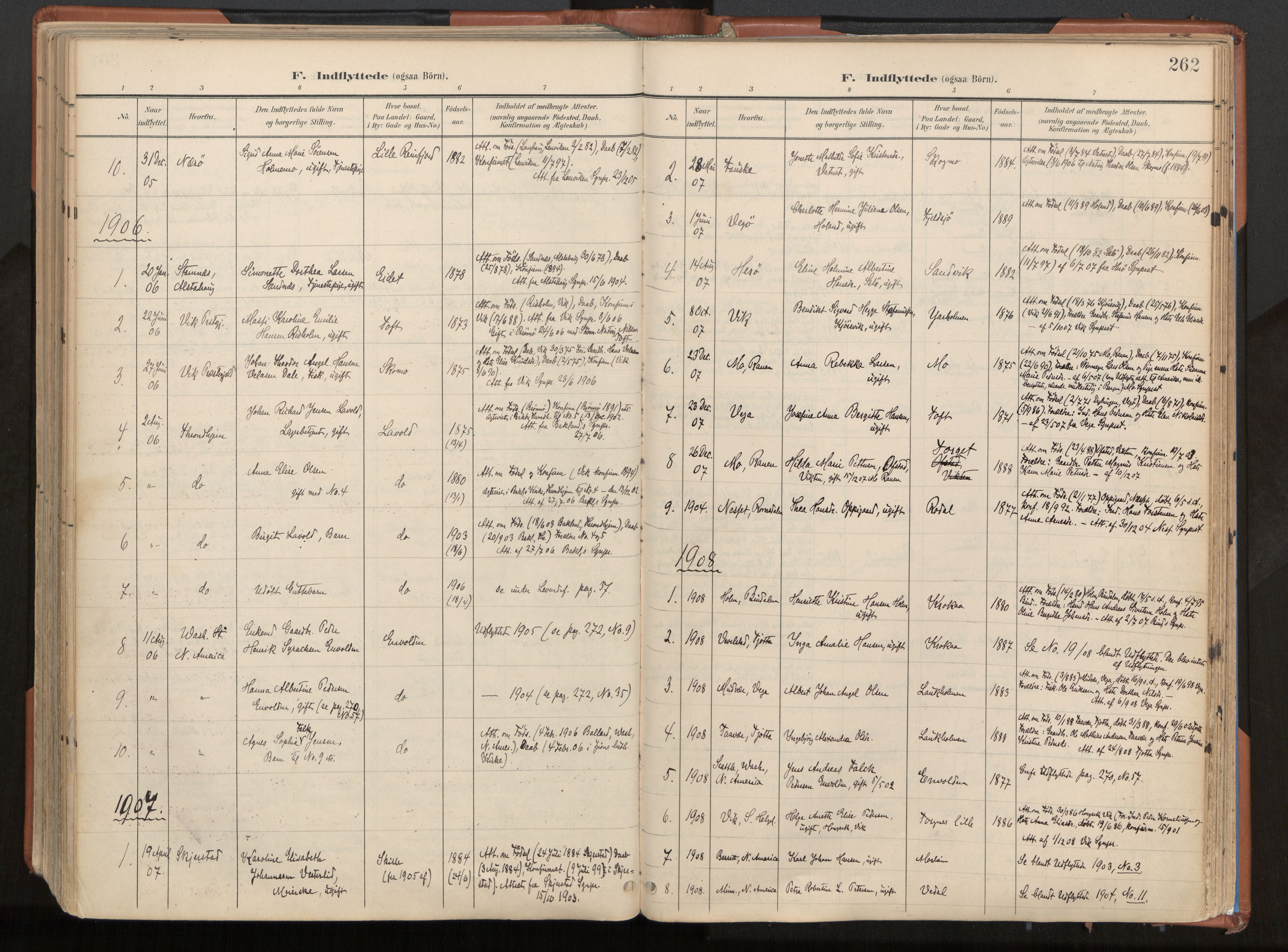Ministerialprotokoller, klokkerbøker og fødselsregistre - Nordland, SAT/A-1459/813/L0201: Parish register (official) no. 813A11, 1901-1918, p. 262