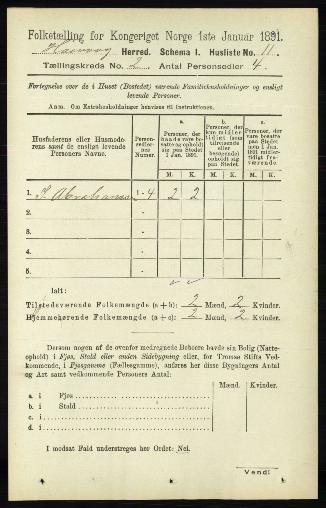 RA, 1891 census for 0927 Høvåg, 1891, p. 475