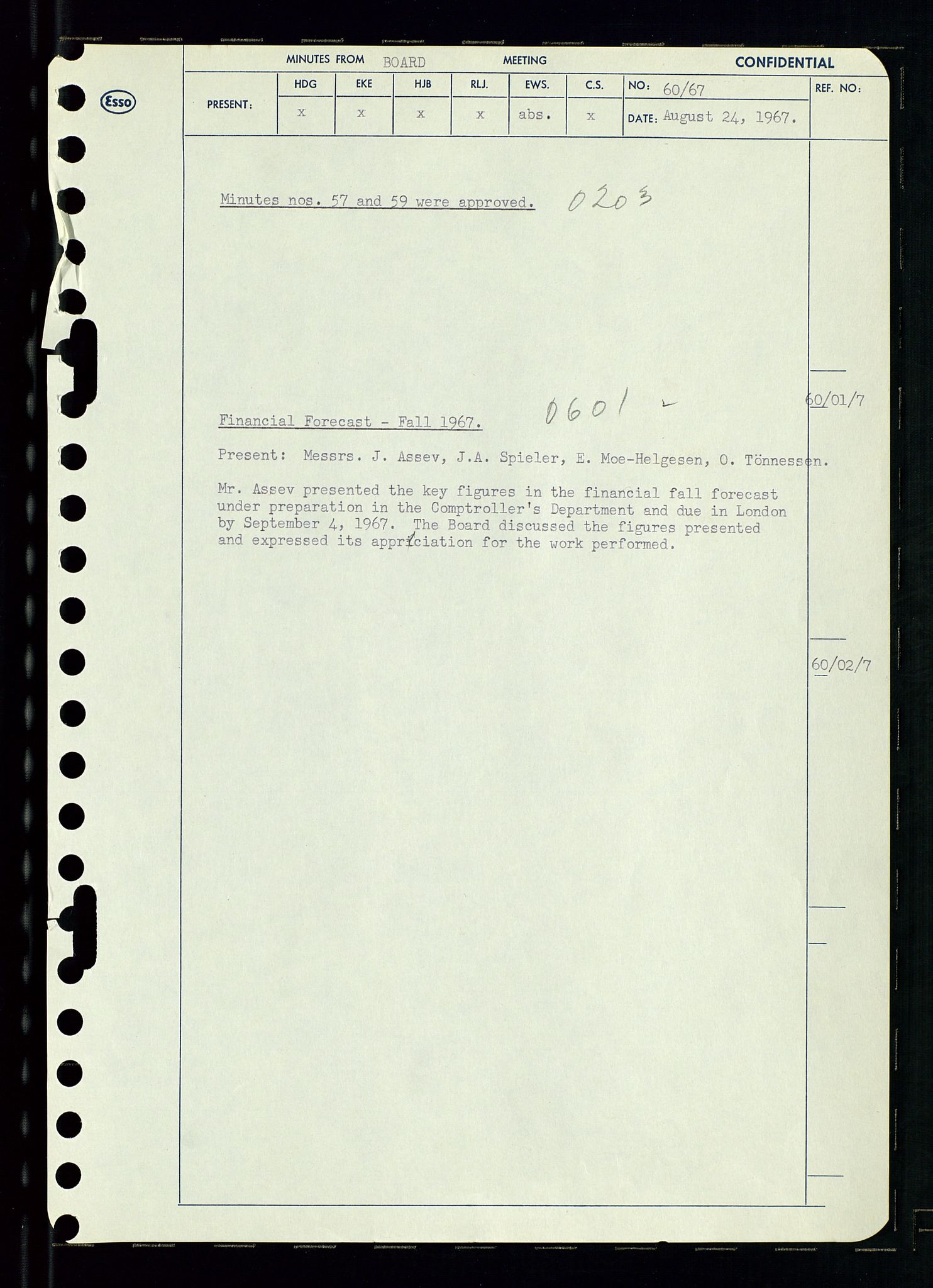 Pa 0982 - Esso Norge A/S, AV/SAST-A-100448/A/Aa/L0002/0003: Den administrerende direksjon Board minutes (styrereferater) / Den administrerende direksjon Board minutes (styrereferater), 1967, p. 125