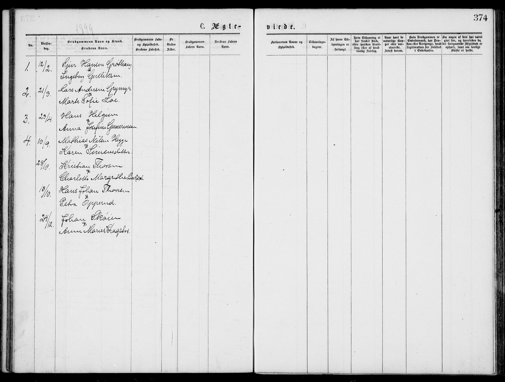 Norderhov kirkebøker, SAKO/A-237/G/Gb/L0001: Parish register (copy) no. II 1, 1876-1899, p. 374