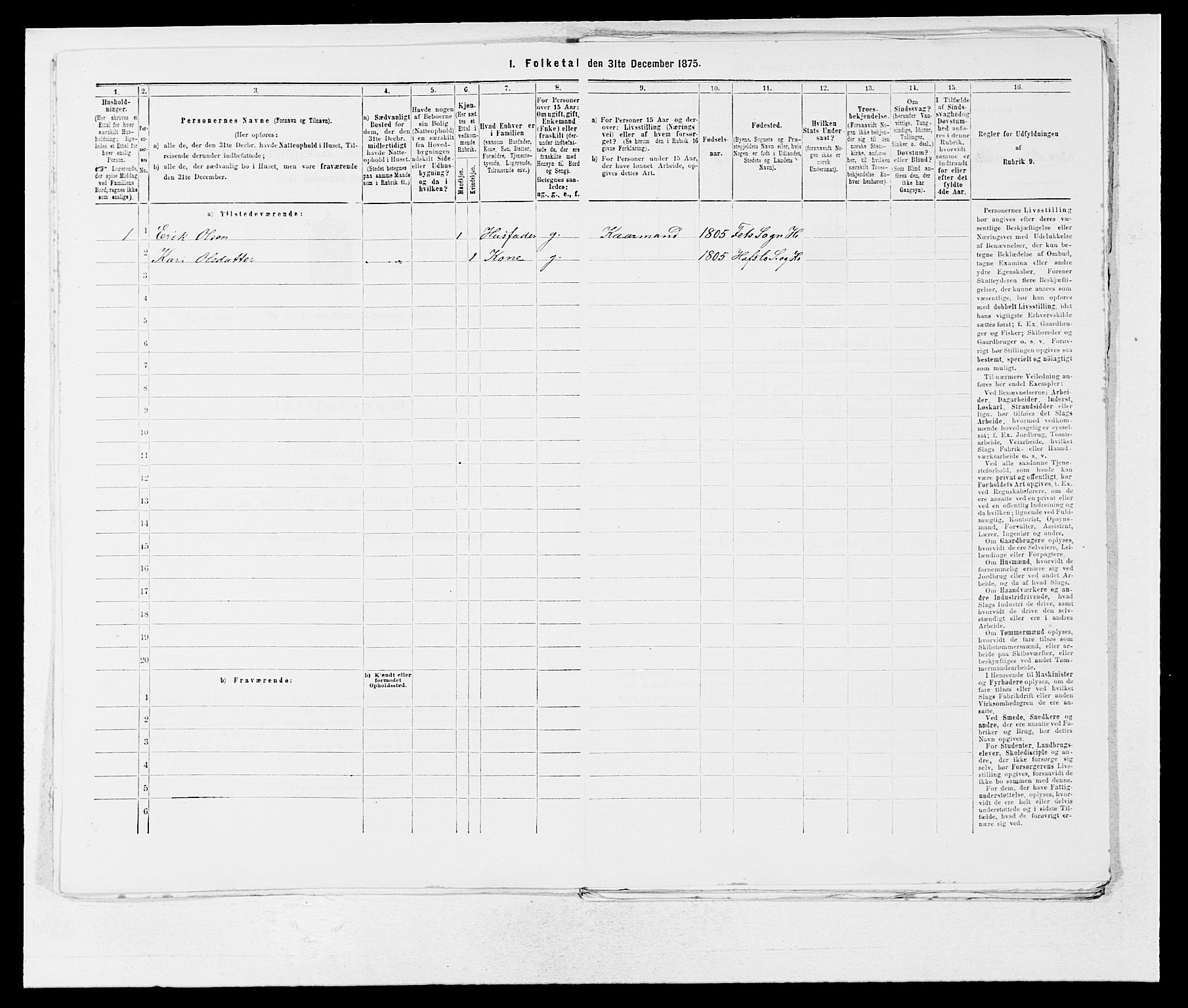 SAB, 1875 census for 1425P Hafslo, 1875, p. 461