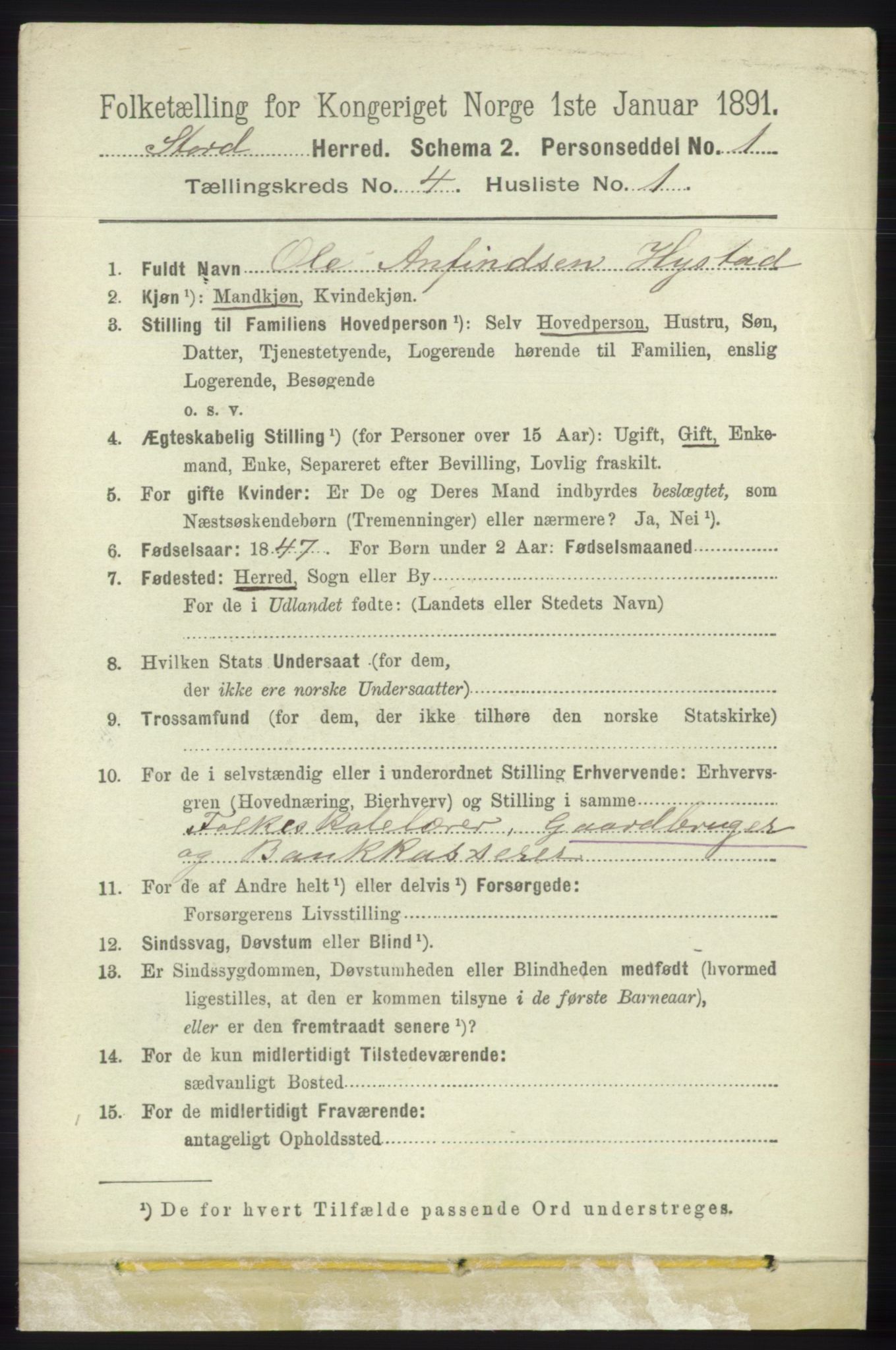 RA, 1891 census for 1221 Stord, 1891, p. 1035