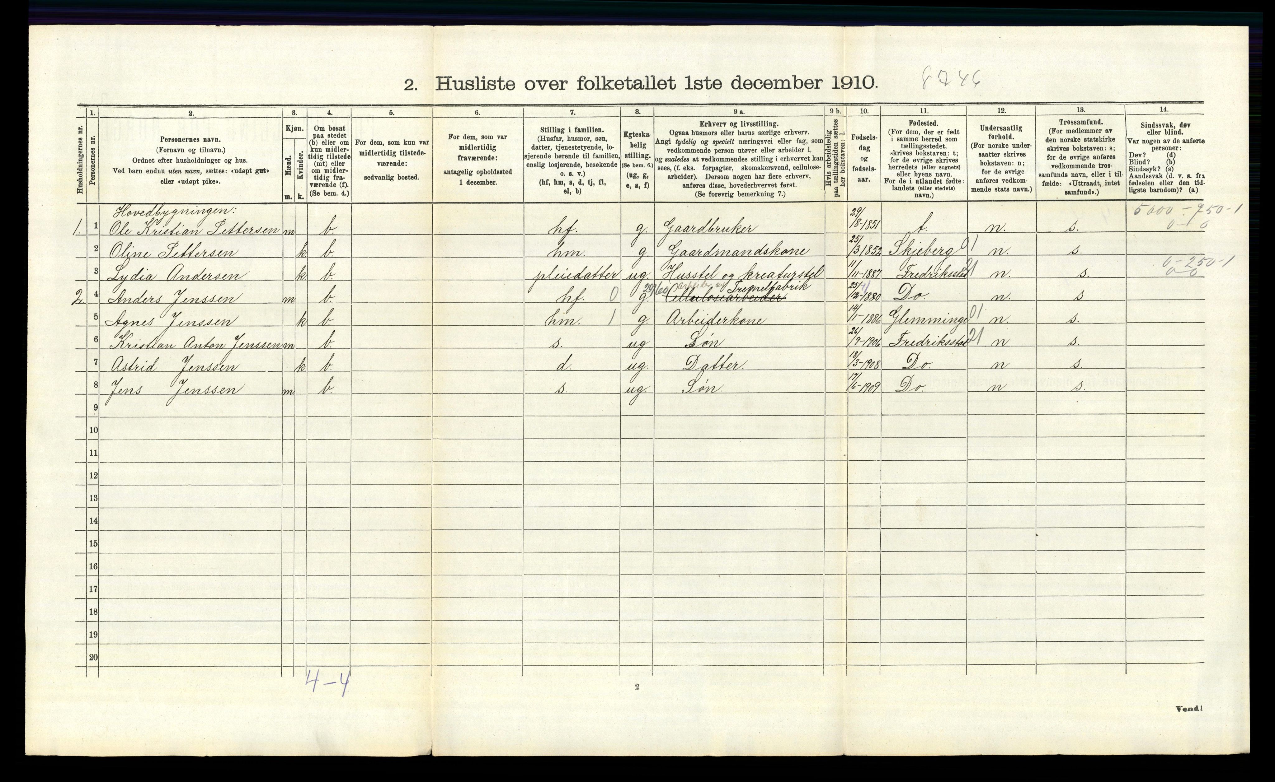 RA, 1910 census for Borge, 1910, p. 401