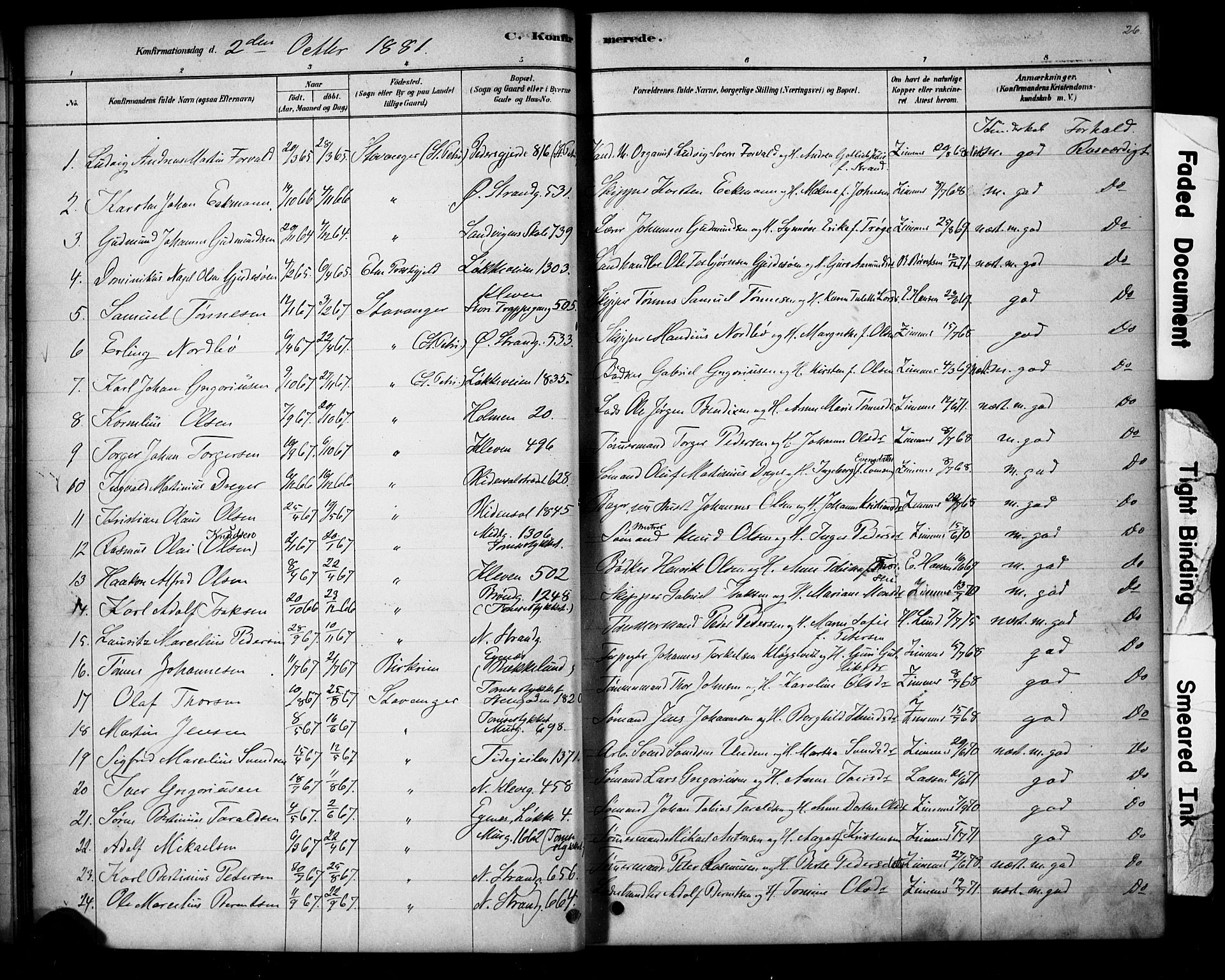 Domkirken sokneprestkontor, AV/SAST-A-101812/001/30/30BA/L0028: Parish register (official) no. A 27, 1878-1896, p. 26