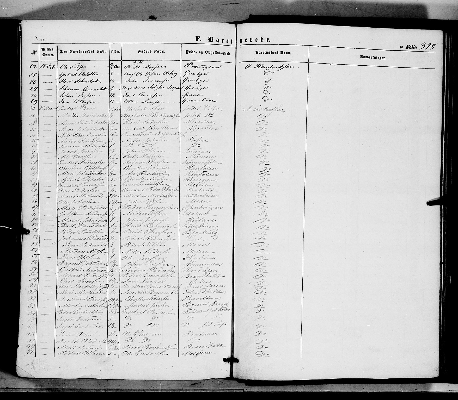 Tynset prestekontor, SAH/PREST-058/H/Ha/Haa/L0020: Parish register (official) no. 20, 1848-1862, p. 398