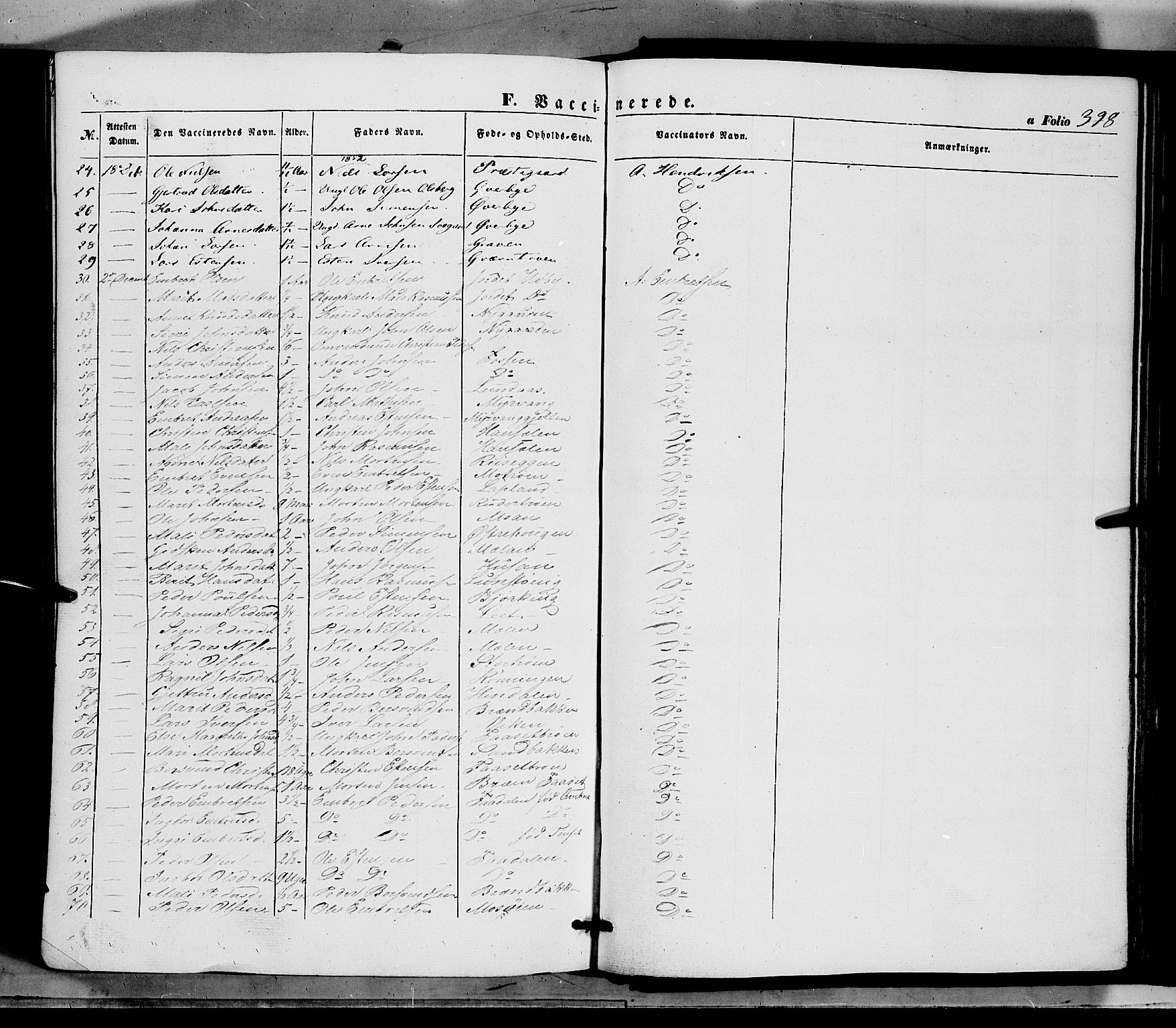 Tynset prestekontor, AV/SAH-PREST-058/H/Ha/Haa/L0020: Parish register (official) no. 20, 1848-1862, p. 398