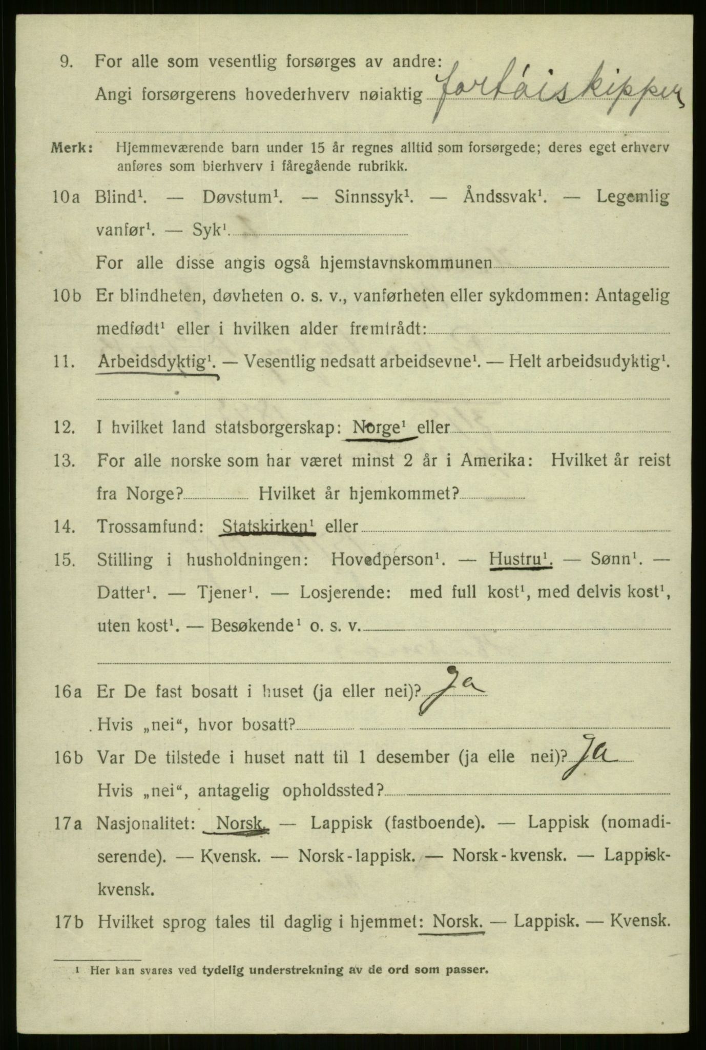 SATØ, 1920 census for Harstad, 1920, p. 3319