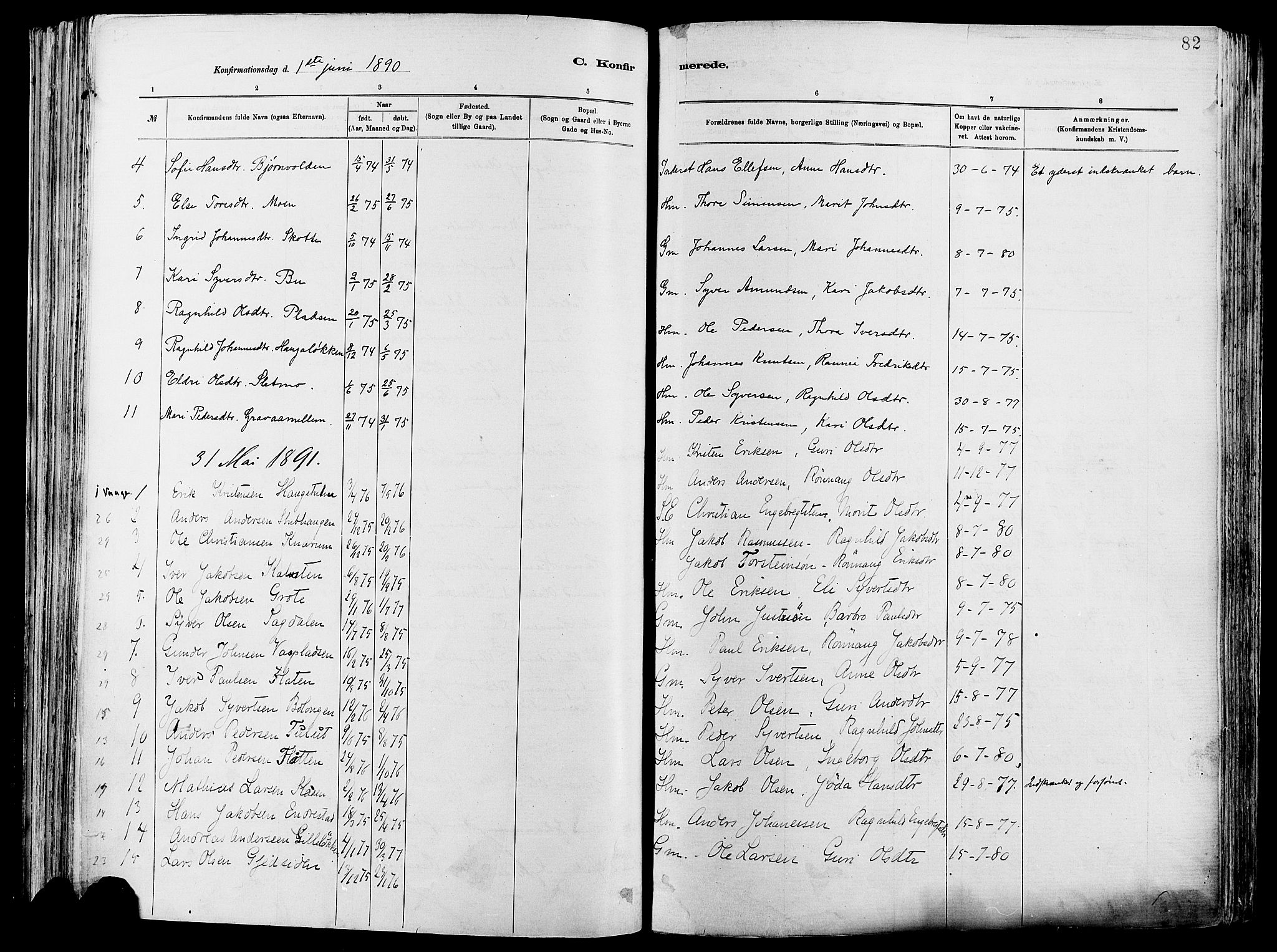 Vågå prestekontor, SAH/PREST-076/H/Ha/Haa/L0008: Parish register (official) no. 8, 1886-1904, p. 82