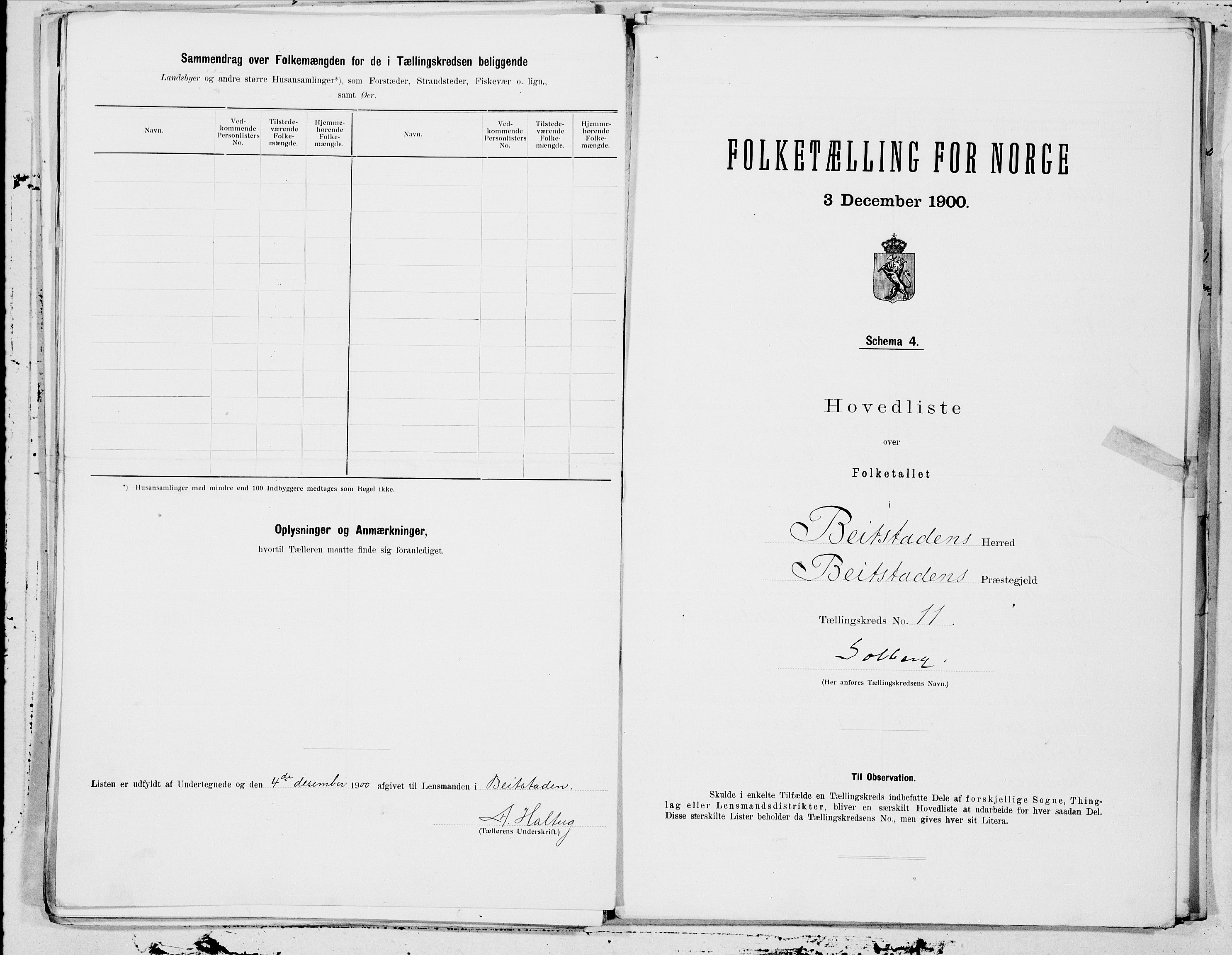 SAT, 1900 census for Beitstad, 1900, p. 22